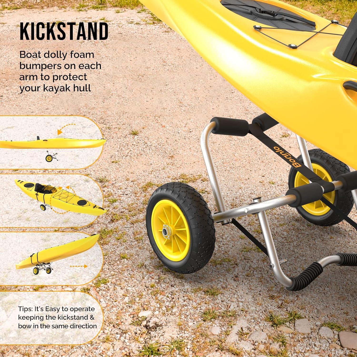 Bonnlo Kayak Car Foldable Aluminum Kayak Trailer with 10'' Solid Tires