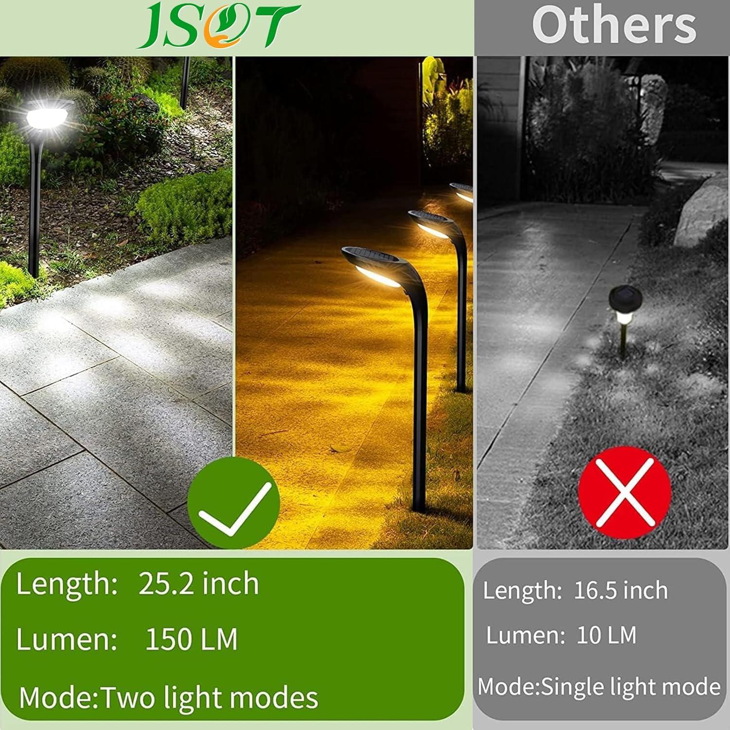 Modern Black Solar Pathway Lights with Warm and Cool White LEDs, 4-Pack