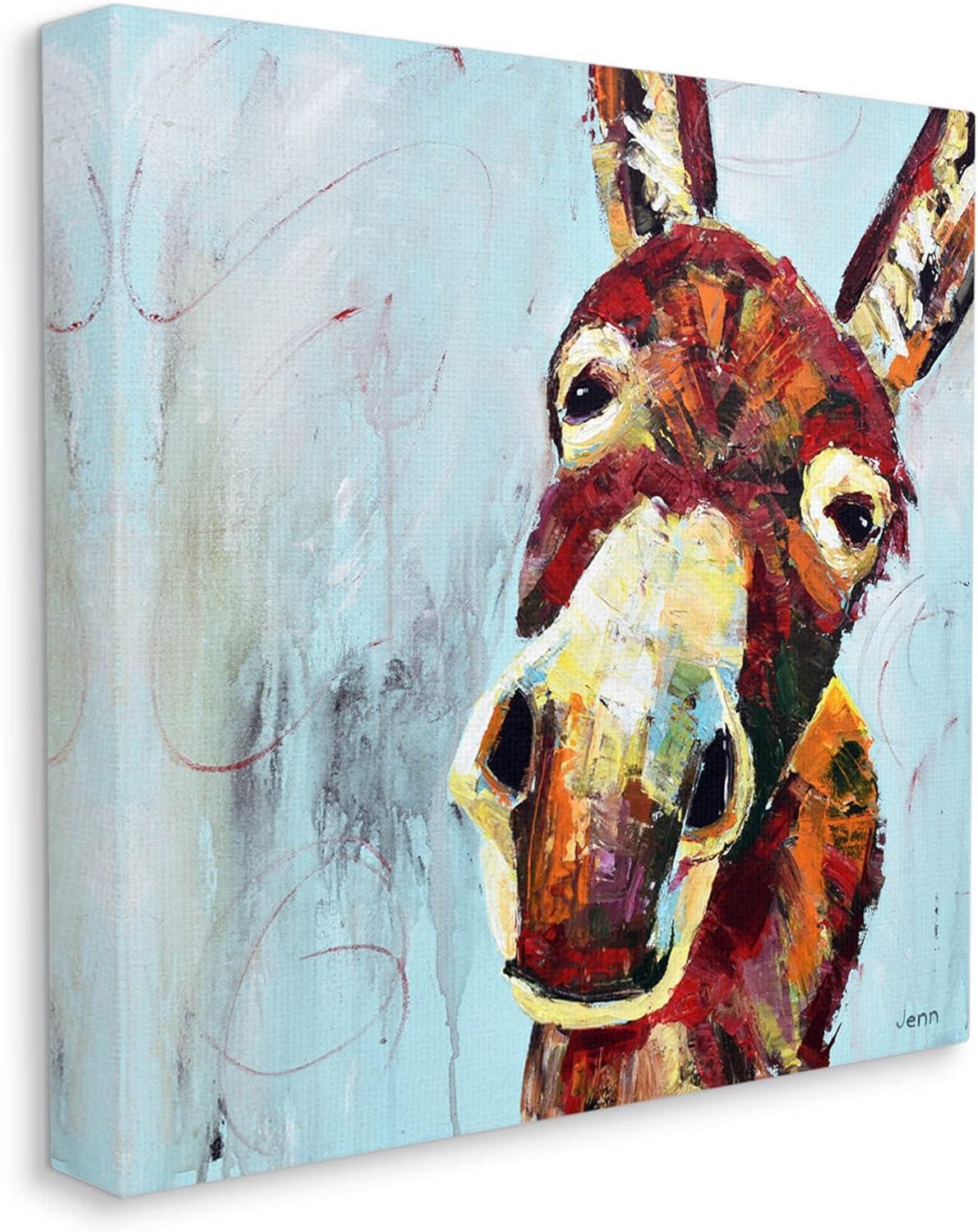 " Donkey Face Blue Background " by Jen Seeley Painting Print