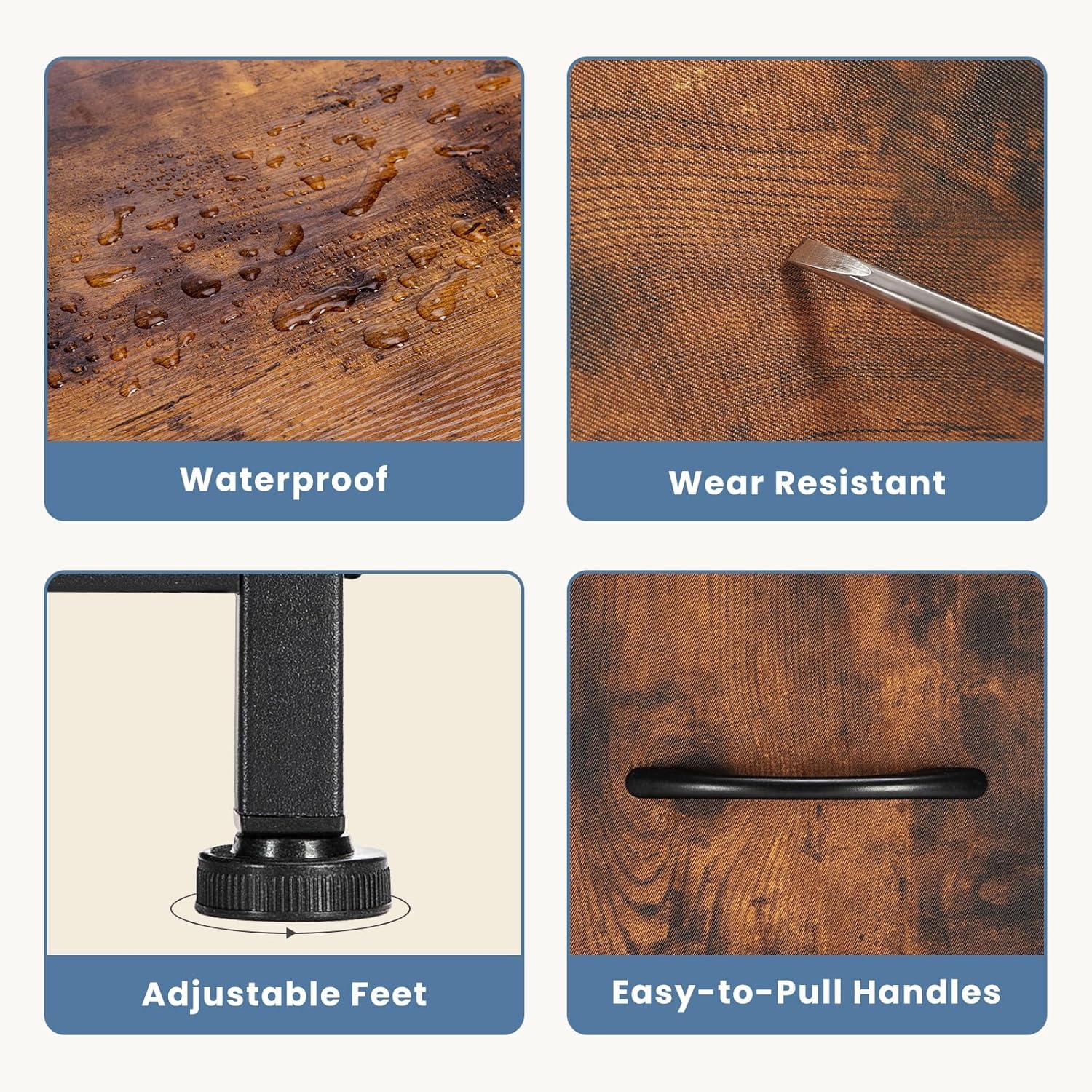 7 Drawer Dresser, Wide Chest Of Drawers Nightstand Storage Tower Storage Dresser Fabric Dresser With Wood Top for Living Room, Bedroom, Hallway, , Rust