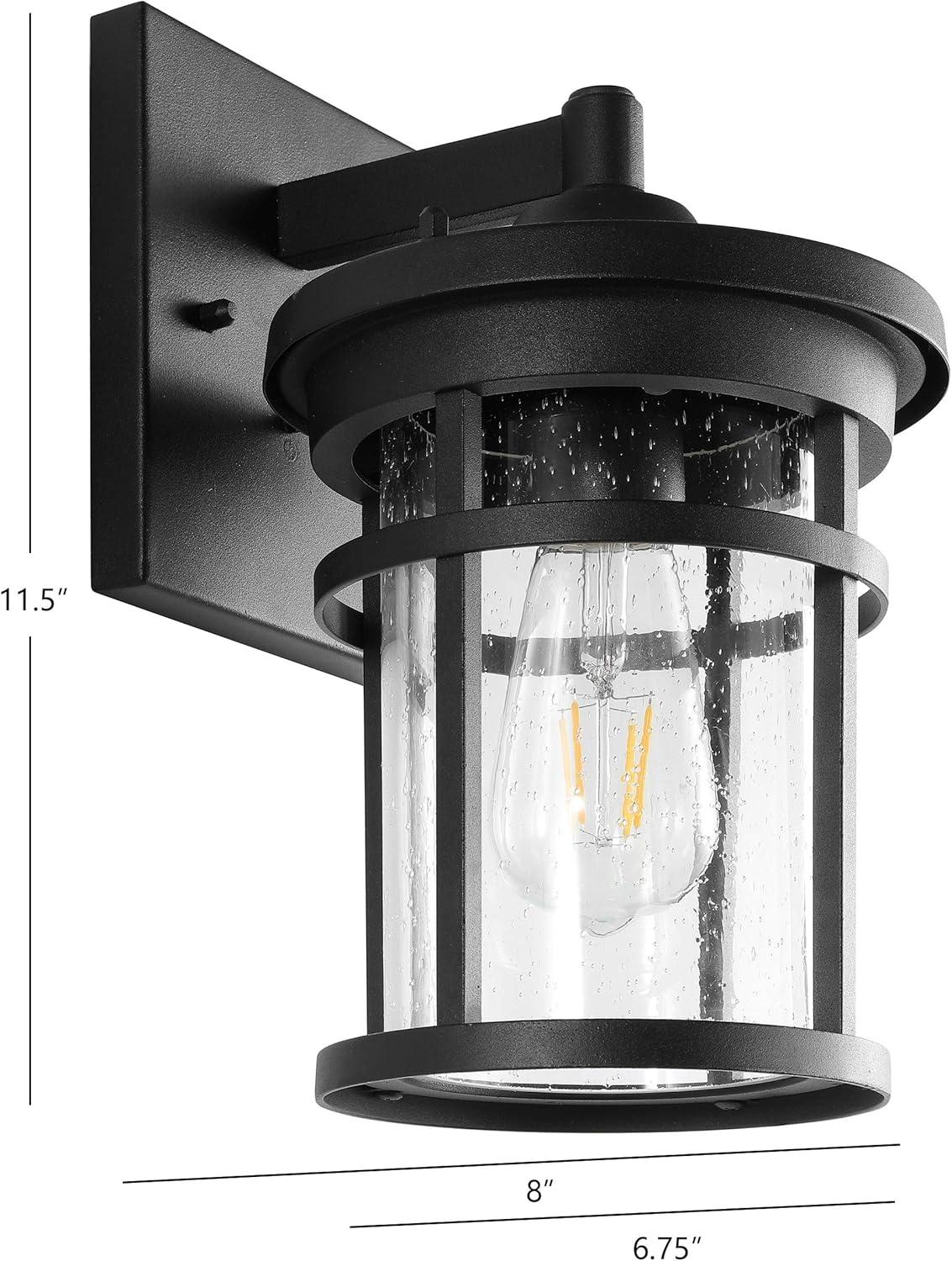 SAFAVIEH Senta LED Black Aluminium Outdoor Wall Sconce with Clear Glass Shade