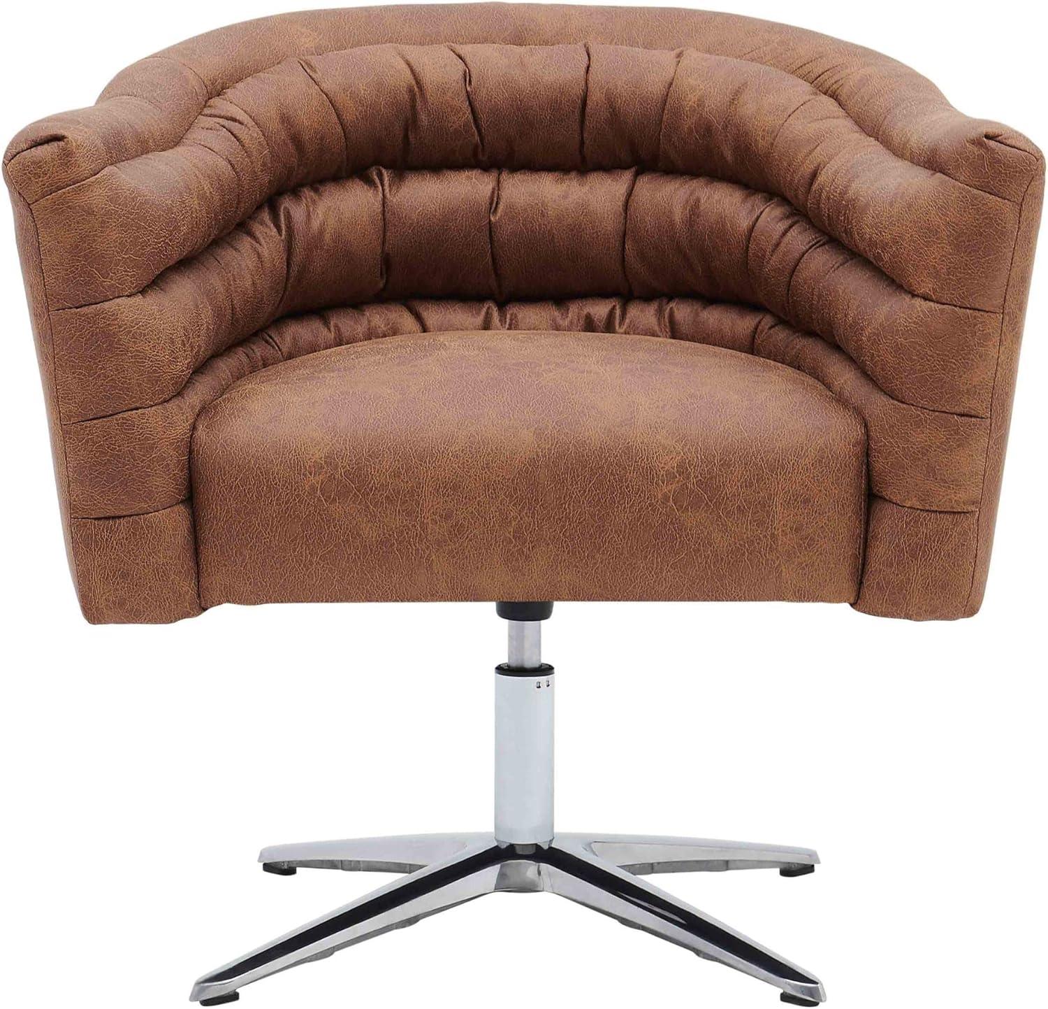 Devore Cocoa Faux Leather 30'' Swivel Accent Chair