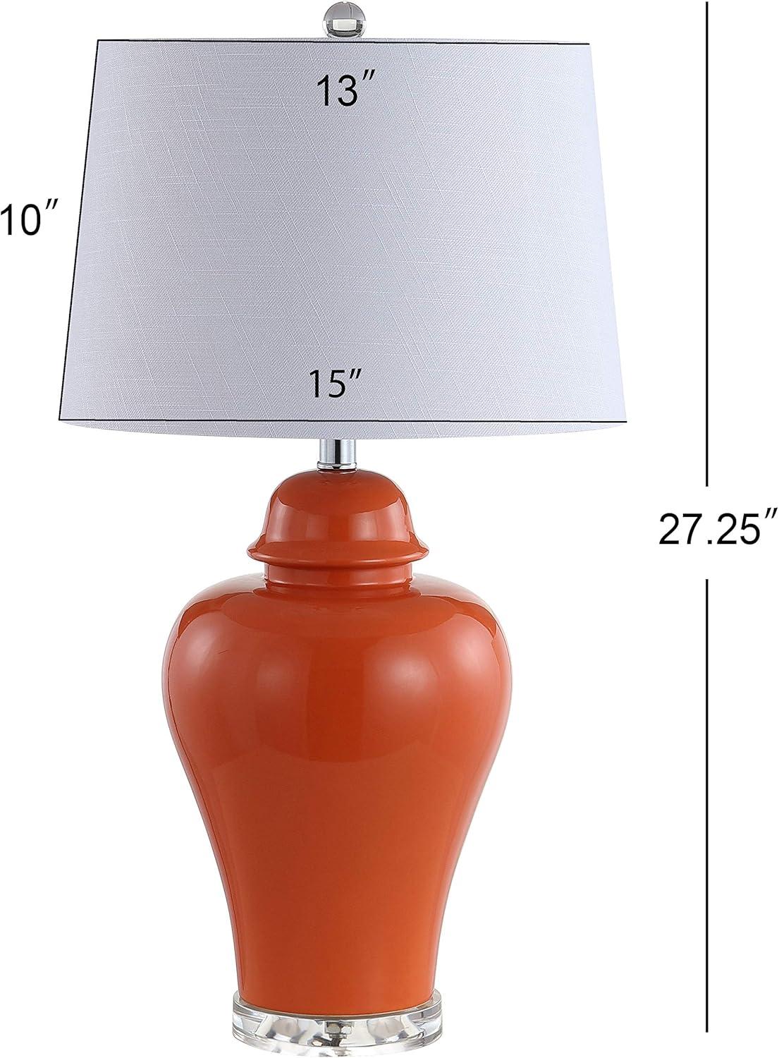 JONATHAN Y JYL4020B-SET2 Set of 2 Table Lamps Winnie 27" Ceramic Urn LED Table Lamp Contemporary Bedside Desk Nightstand Lamp for Bedroom Living Room Office College Bookcase, Orange