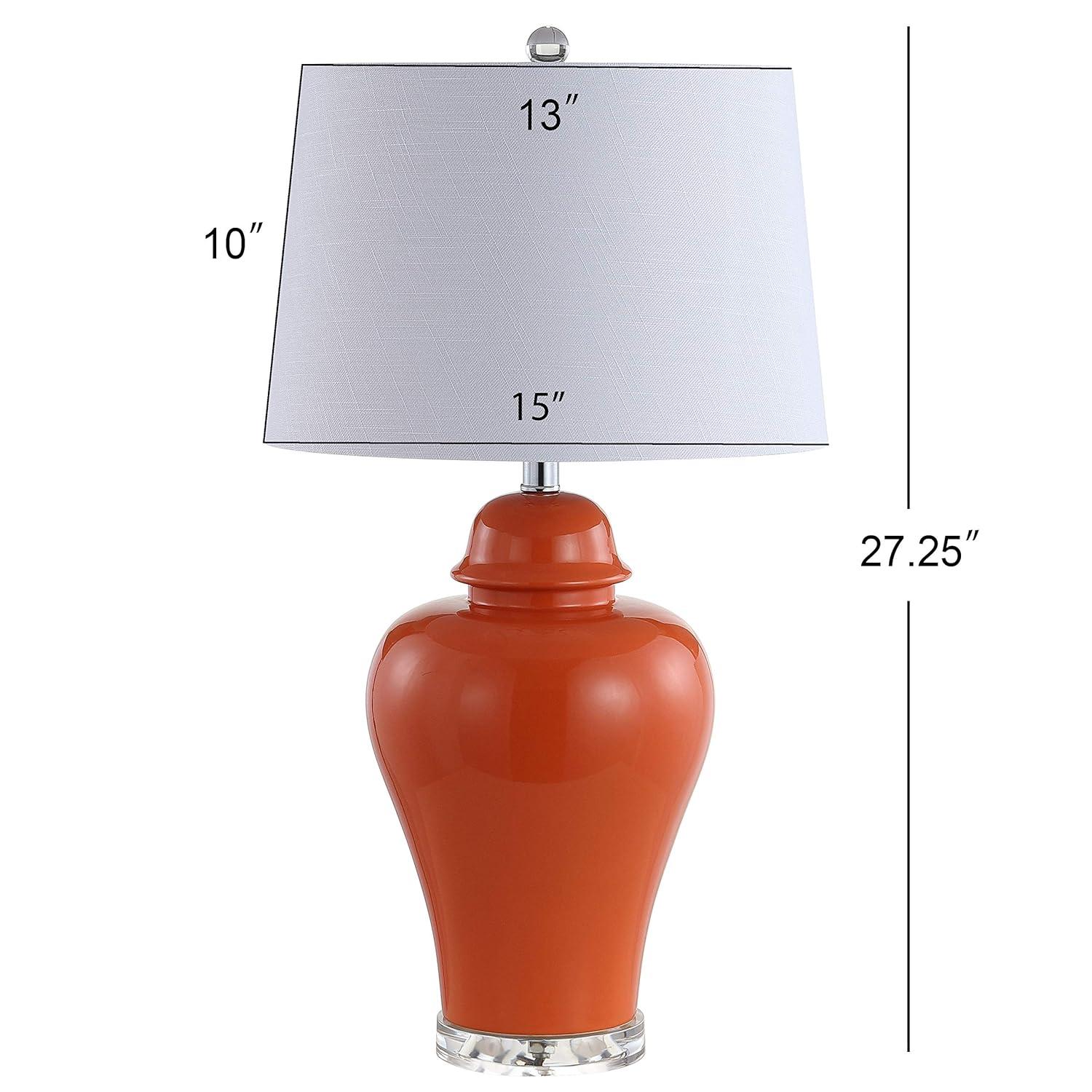 JONATHAN  Y Winnie Ceramic Urn Transitional 27.25-in Orange LED Incandescent Rotary socket Table Lamp with Linen Shade 2 -Set