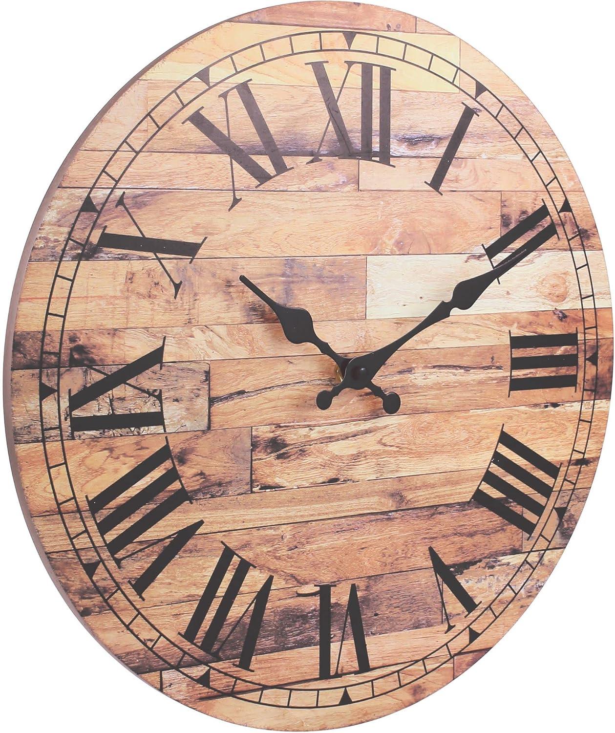 Wooden Roman Numeral Wall Clock Brown - Stonebriar Collection