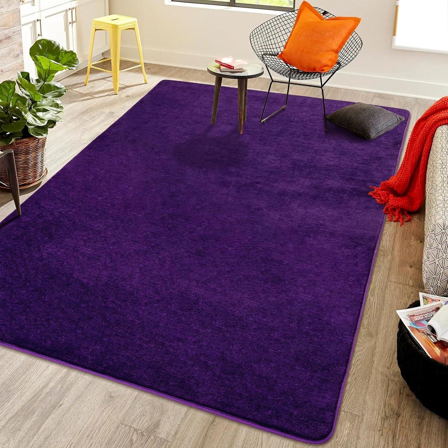 Athaniel 4' x 6' Purple Polypropylene Washable Area Rug