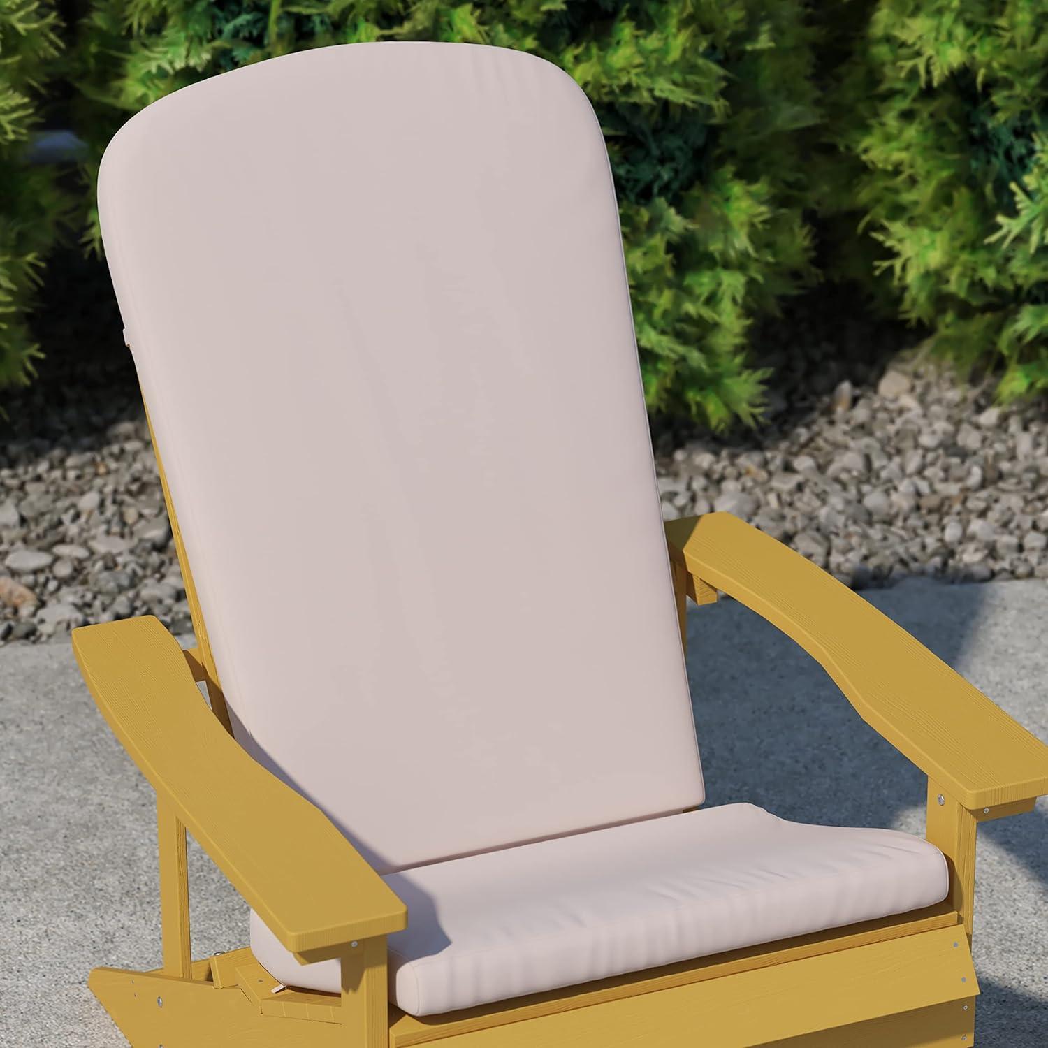 Flash Furniture Charlestown Set of 2 All Weather Indoor/Outdoor High Back Adirondack Chair Cushions, Patio Furniture Replacement Cushions - Cream