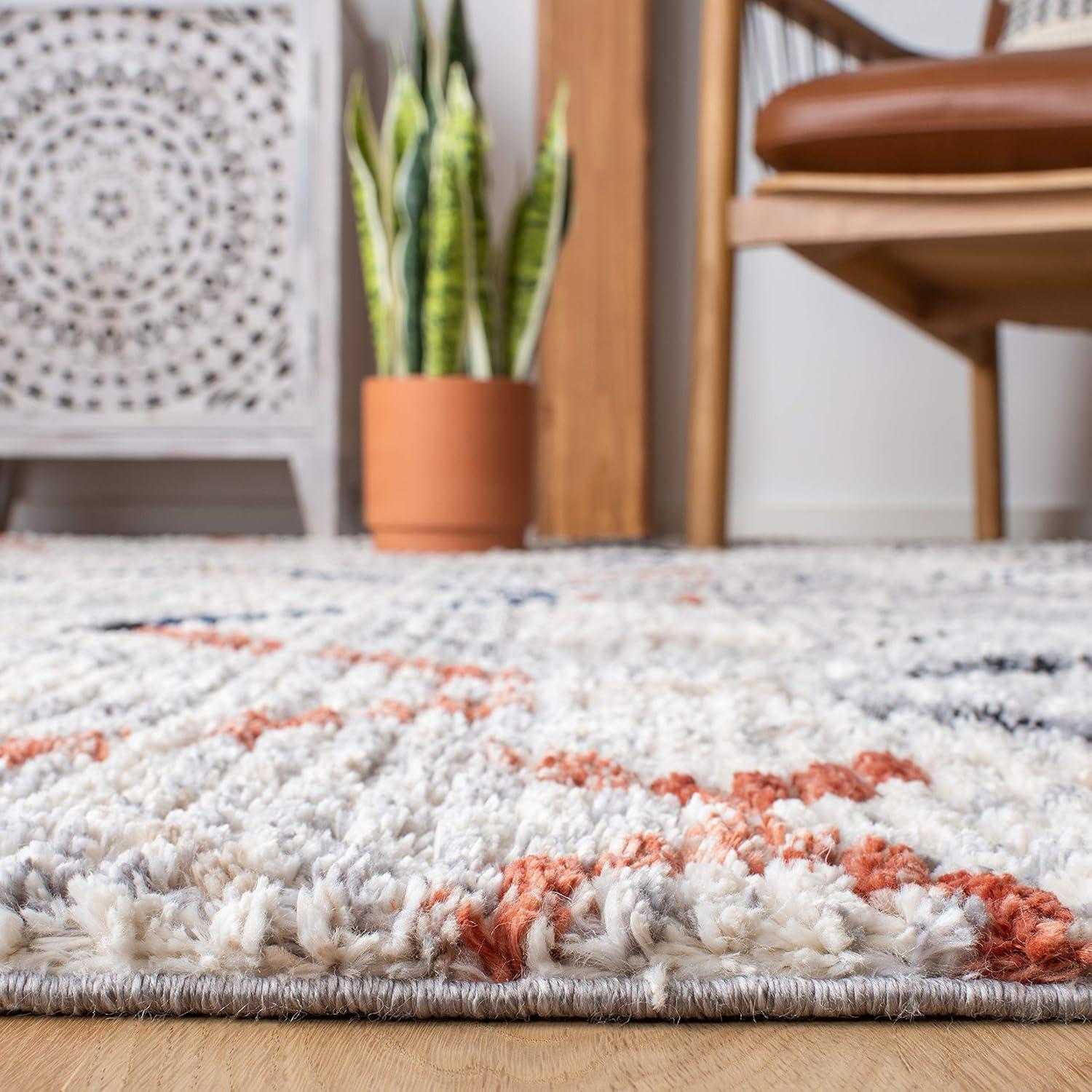 Gray and Navy Diamond Moroccan Runner Rug