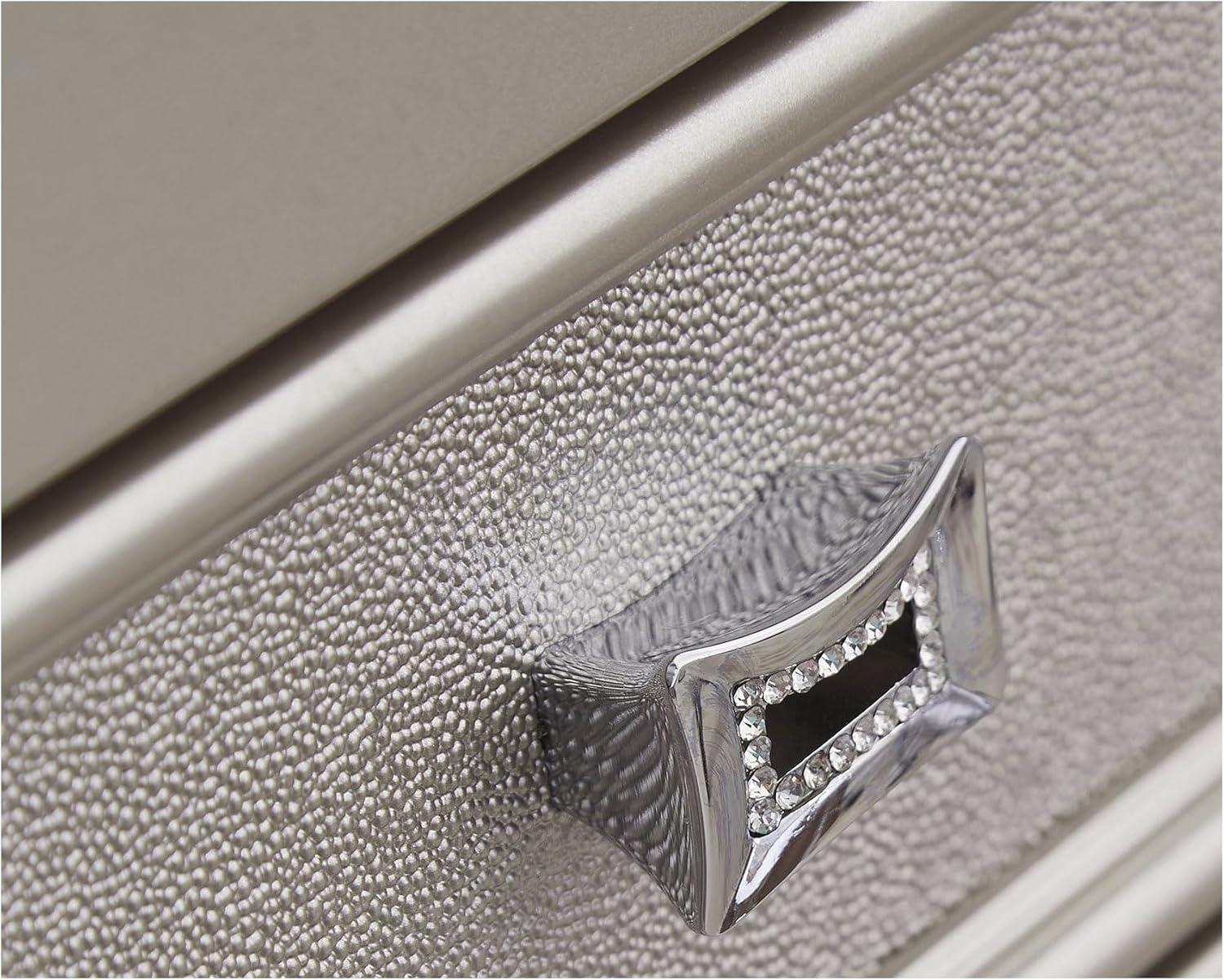 Signature Design By Ashley Coralayne Glam 3 Drawer Nightstand With Faux Shagreen Drawer Fronts, Silver