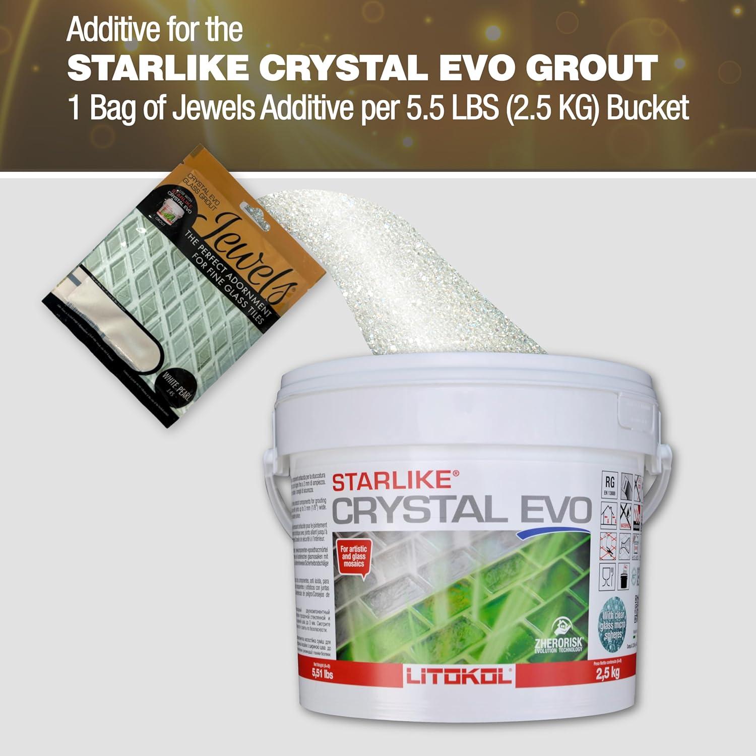 White Pearl 75 grams (1-Pack) Glass Grout Jewel and Starlike Crystal EVO 700 5.5 lb Grout Combo