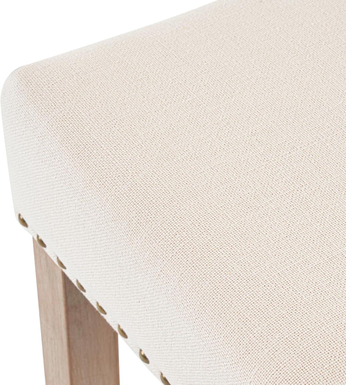 Furniliving 26" Counter Height Bar Stools, Linen Backless Saddle Seat Barstools, Set of 4,Beige