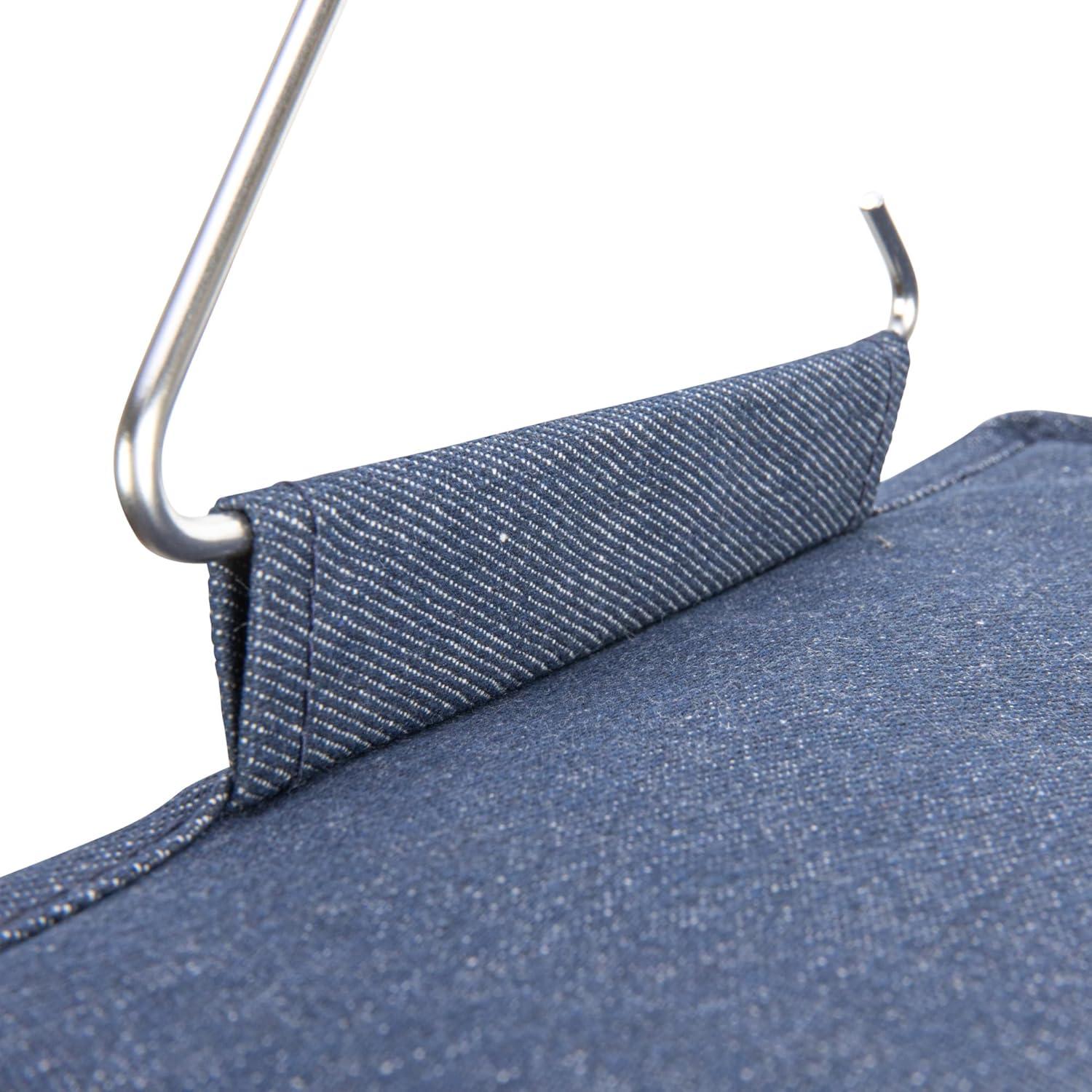 Household Essentials Hanging Cotton Blend Closet Organizer with 3 Storage Shelves, Denim