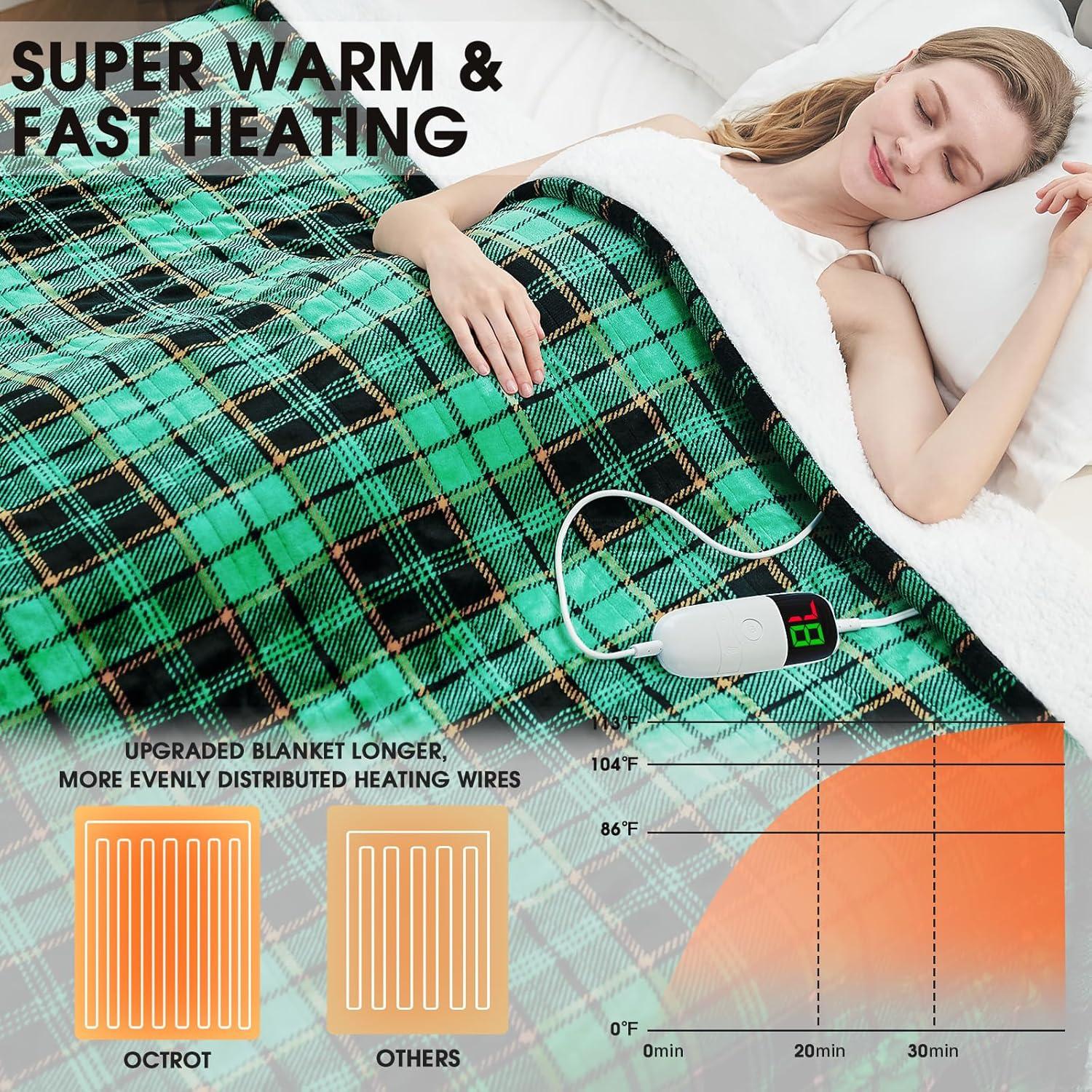 Electric Heated  Blanket 50"x60" - Green Plaid