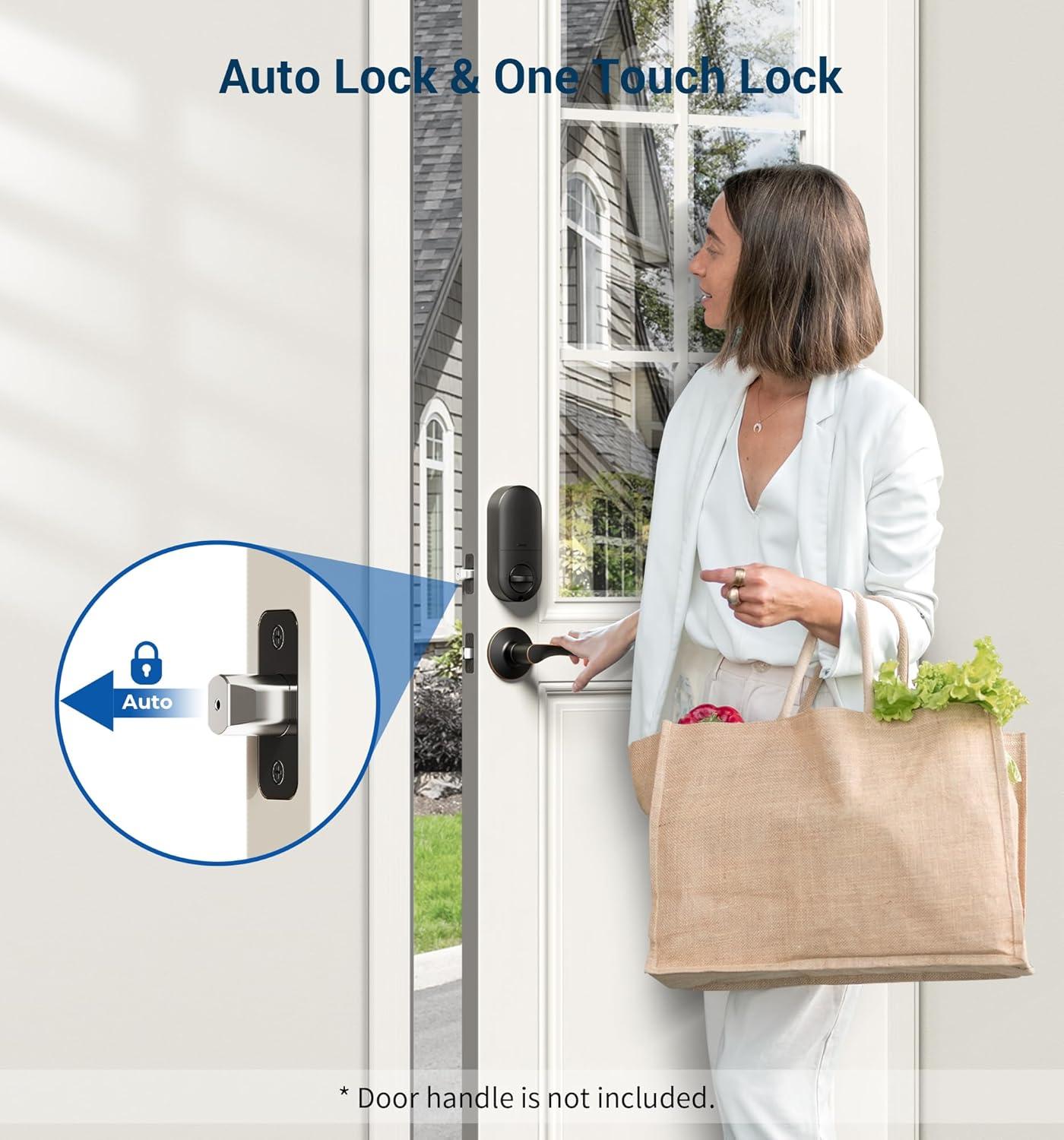 Veise Keyless Entry Door Lock, Electronic Keypad Deadbolt, Keyed Entry, Auto Lock, Anti-Peeking Password, Back Lit & Easy Installation Design, Oil Rubbed Bronze