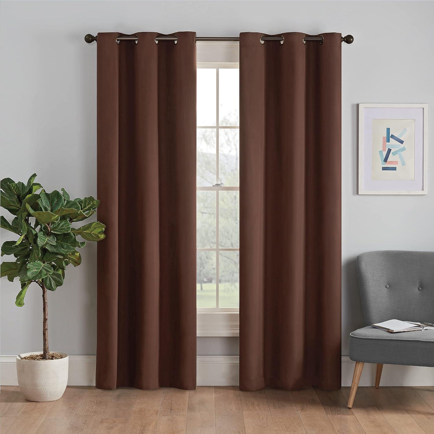 Microfiber Blackout Grommet Curtains, Solid Thermaback Window Curtains