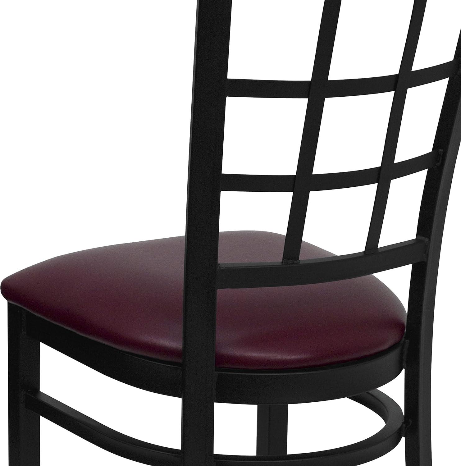 Hercules Series Black Window Back Chair with Burgundy Vinyl Seat