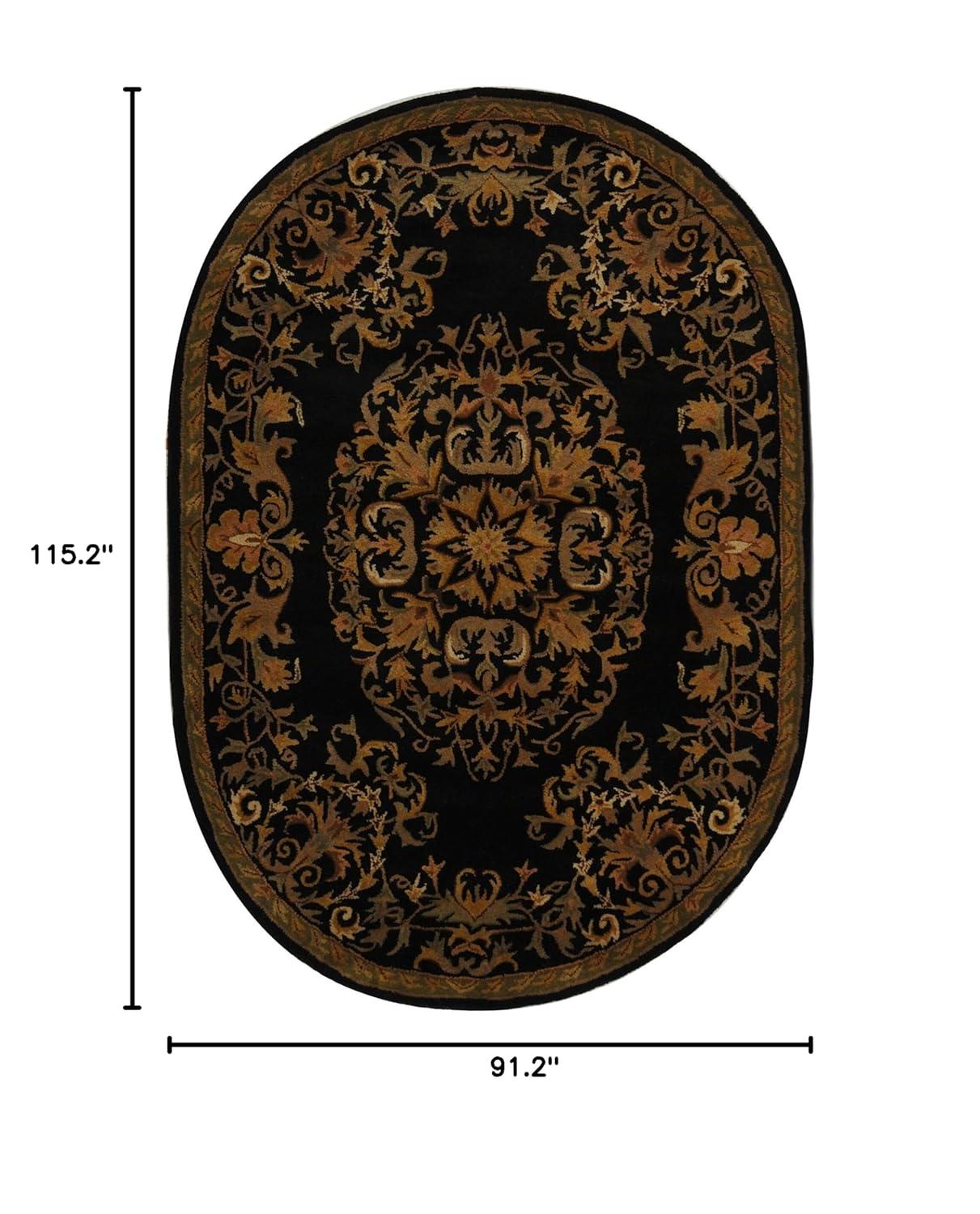SAFAVIEH Heritage Cleves Traditional Wool Area Rug, Black, 7'6" x 9'6" Oval