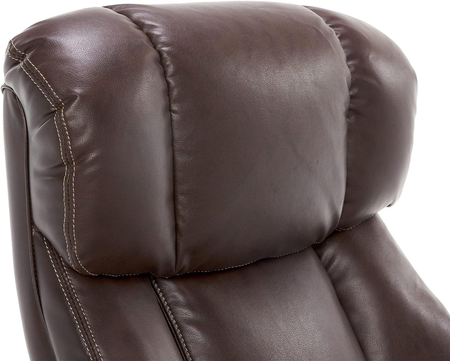 Brown Leather High Back Executive Swivel Chair with Fixed Arms