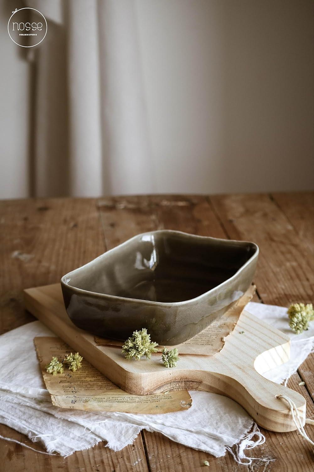 Olive Green Stoneware 3-Piece Rectangular Baker Dish Set