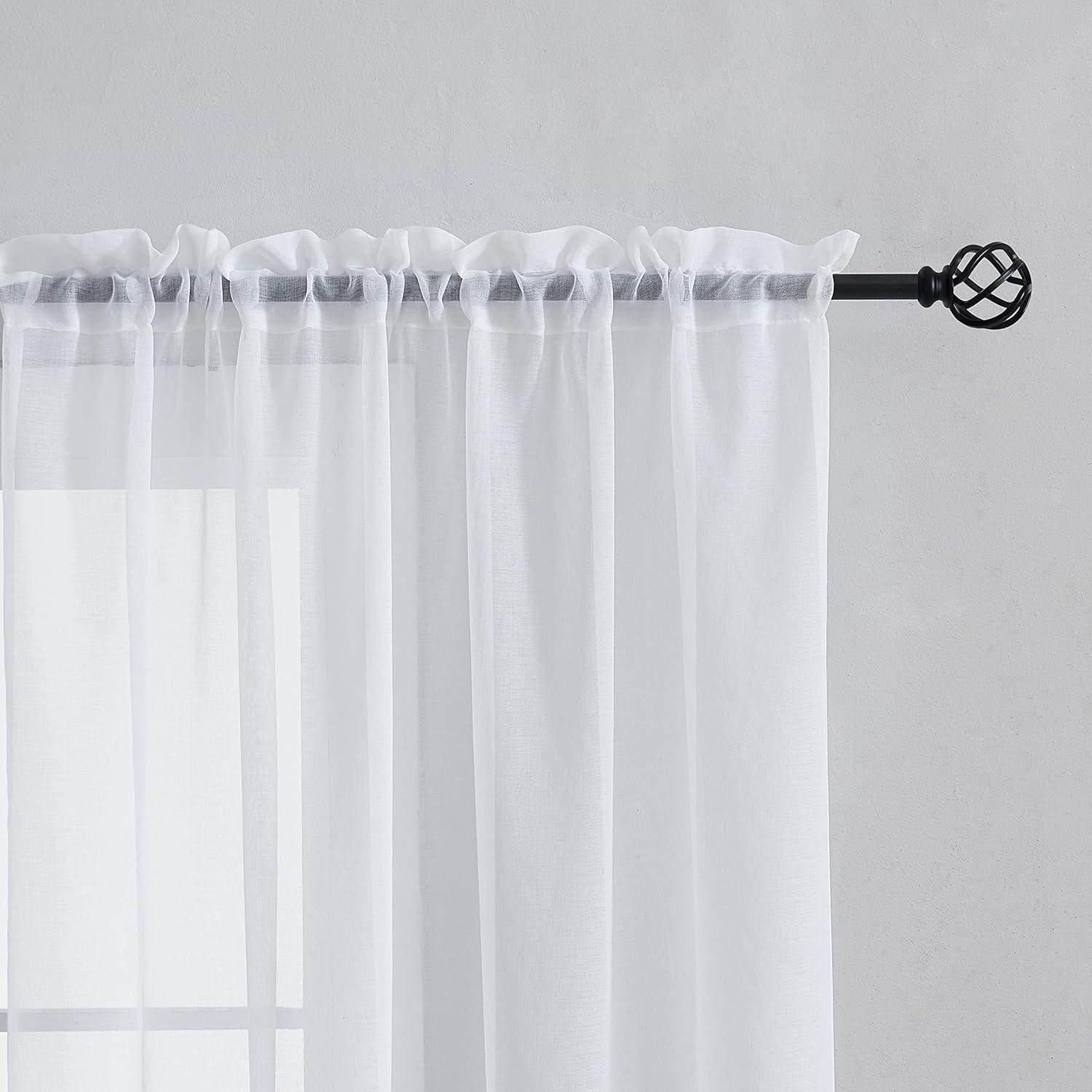 THD Basics 2 Piece Semi Sheer Voile Window Curtain Drapes Grommet Top Panels for Bedroom, Living Room & Kids Room - Set of 2 panels
