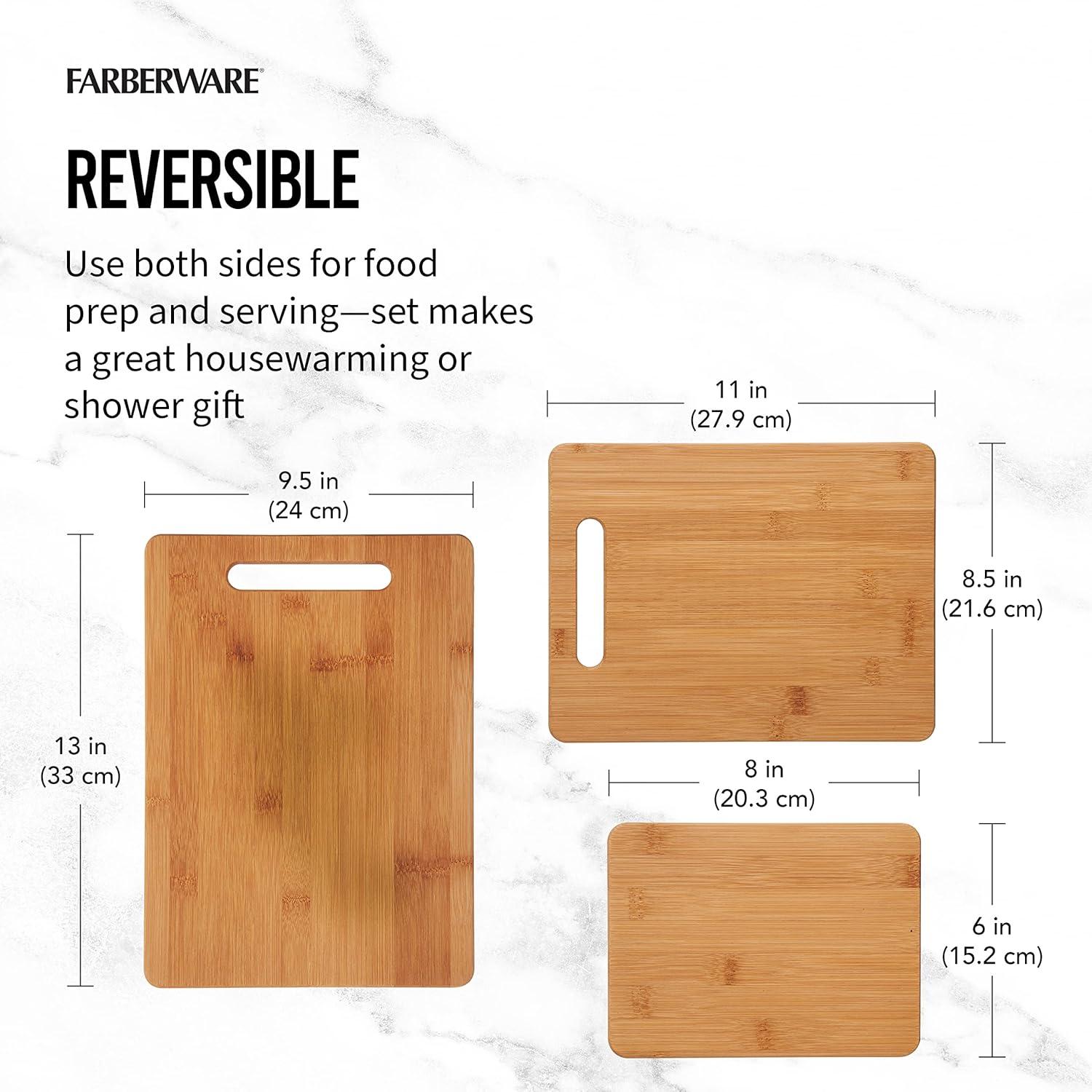 Farberware 3-Piece Bamboo Cutting Board Set with Handles