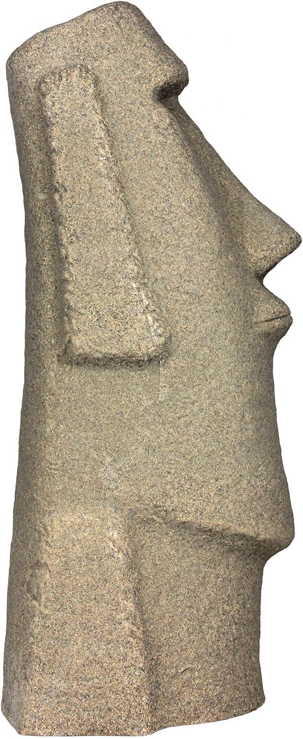 28" Textured Sandstone Resin Easter Island Head Garden Statue