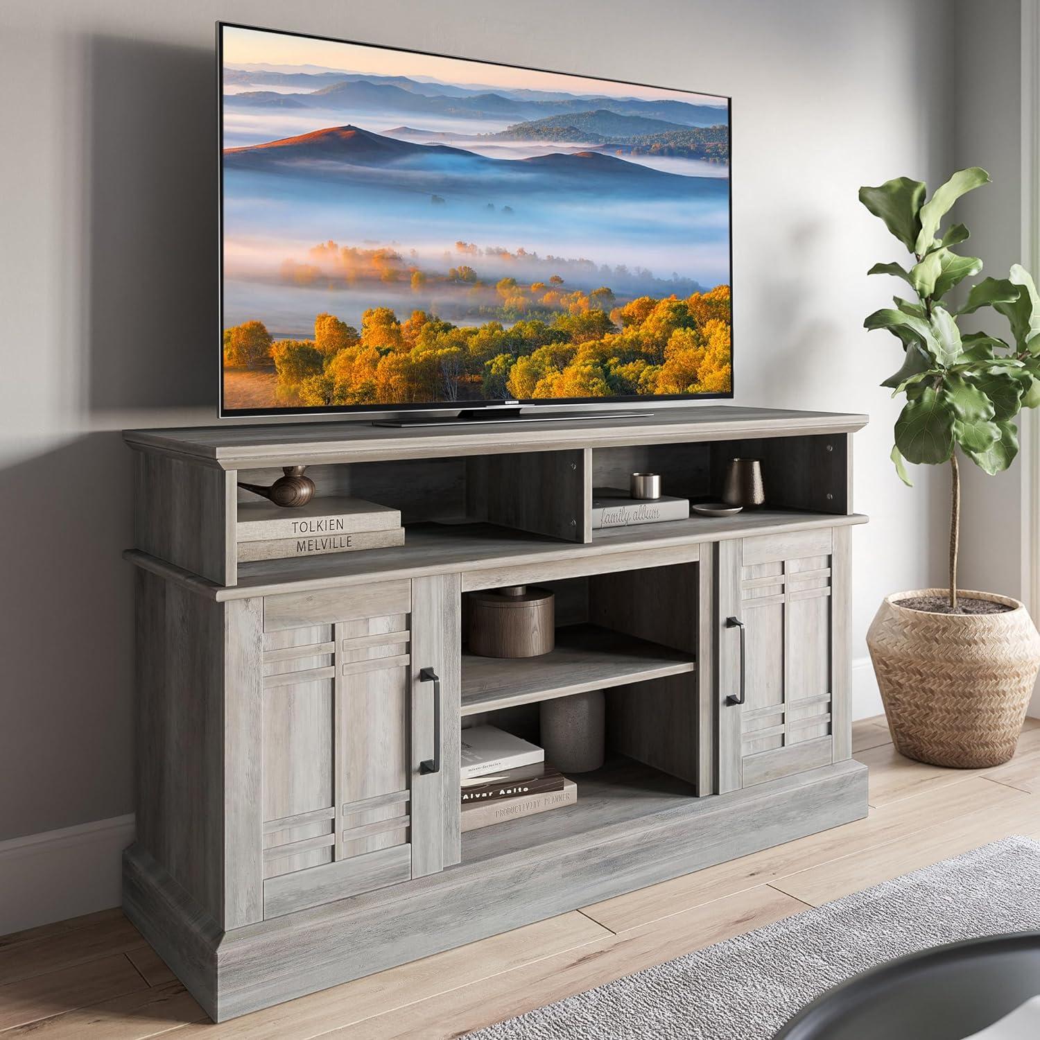 BELLEZE TV Stand Media Entertainment Center - Norrell (Gray Wash)