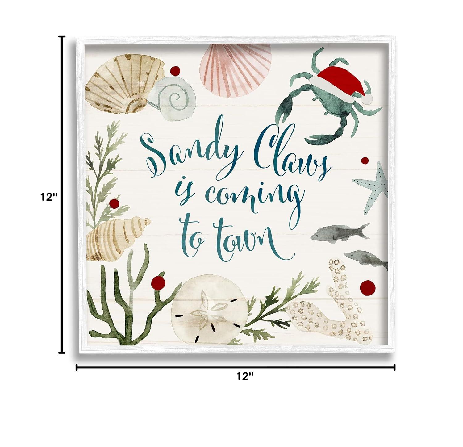 Stupell Industries Santa Claus Nautical Beach Holiday Sandy Christmas by Victoria Barnes - Graphic Art Print