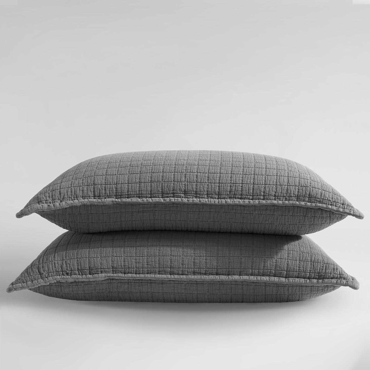 Calvin Klein Essential Garment Washed Solid Cotton Sham Set (Set of 2)