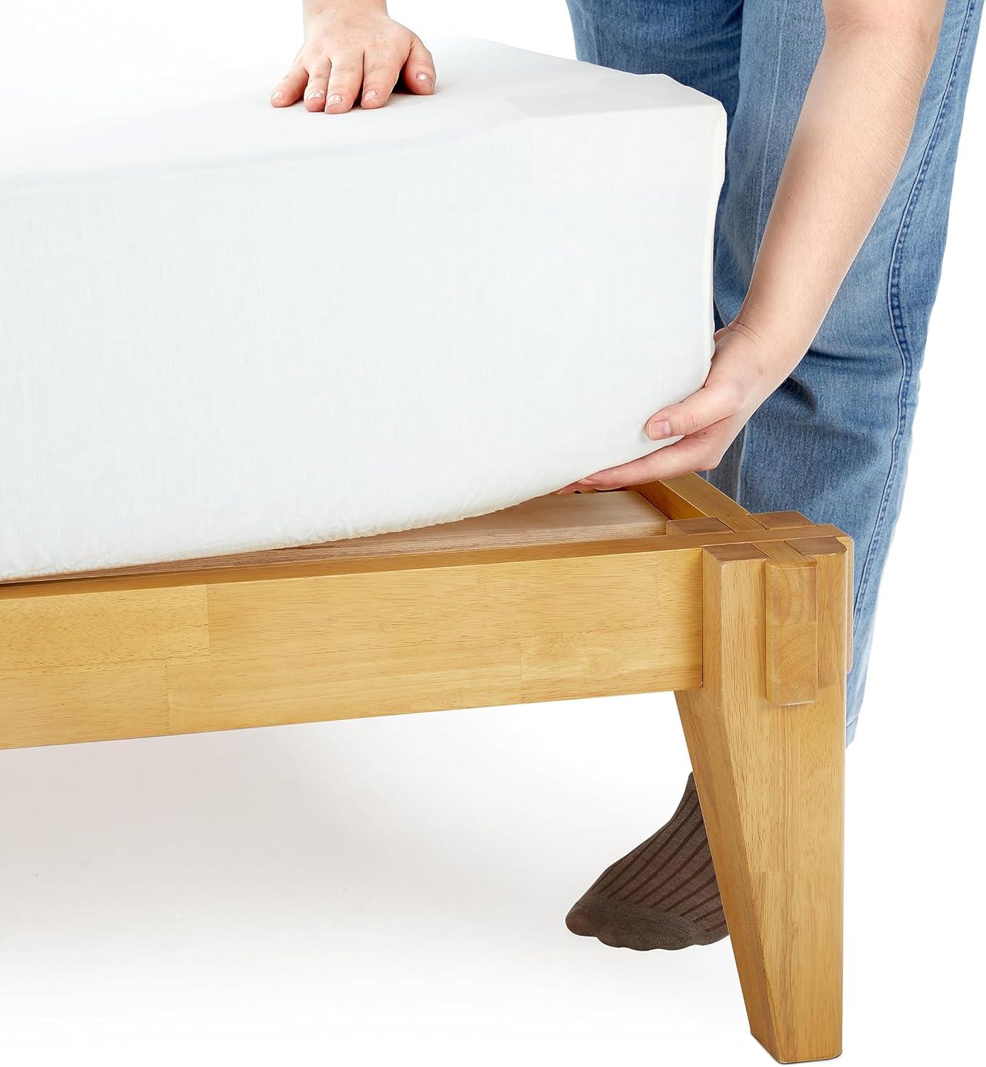 Natural Wood King Platform Bed Frame with Storage