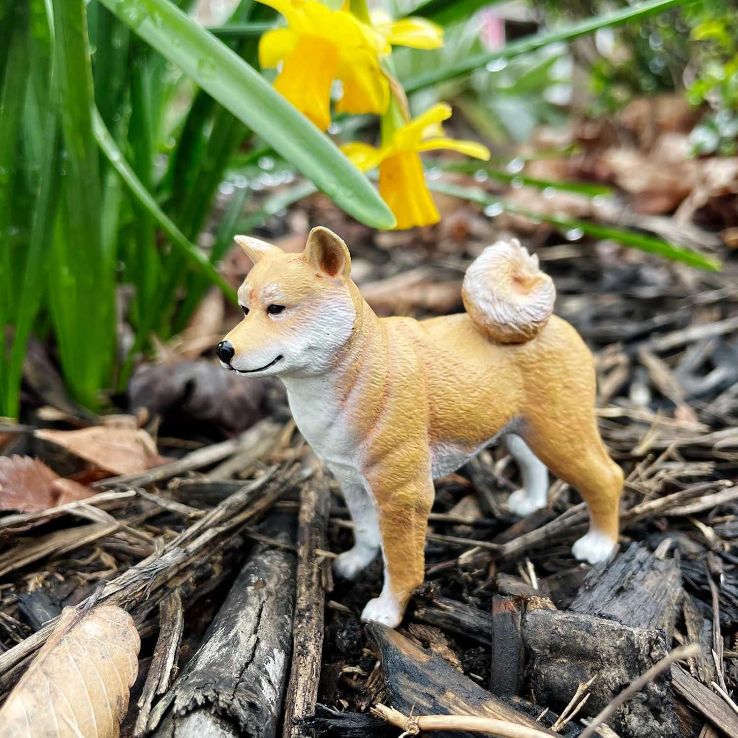 Lifelike 3" Shiba Inu Plastic Dog Figurine Toy