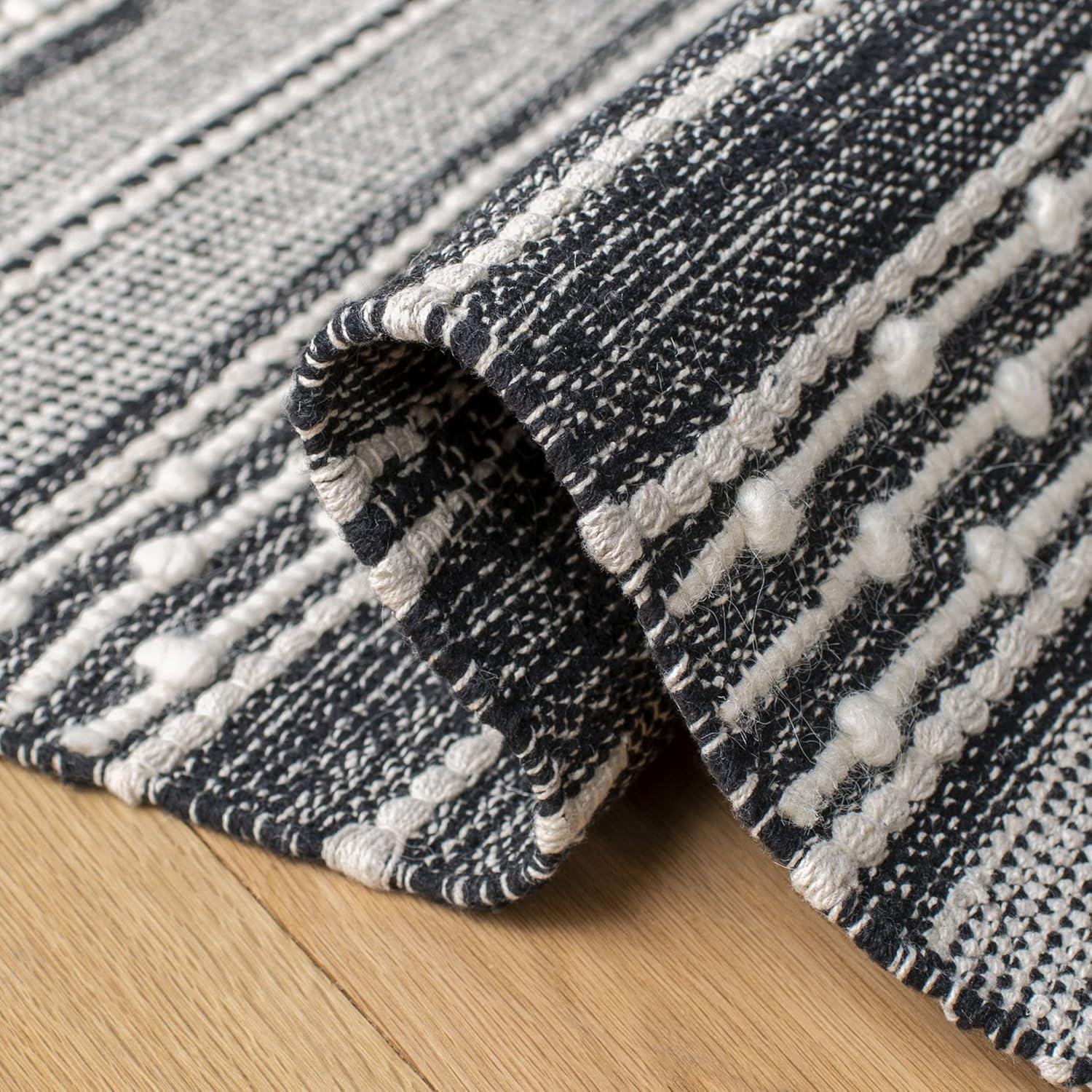 Striped Kilim STK516 Hand Woven Runner Rug - Black/Ivory - 2'3"x7' - Safavieh.