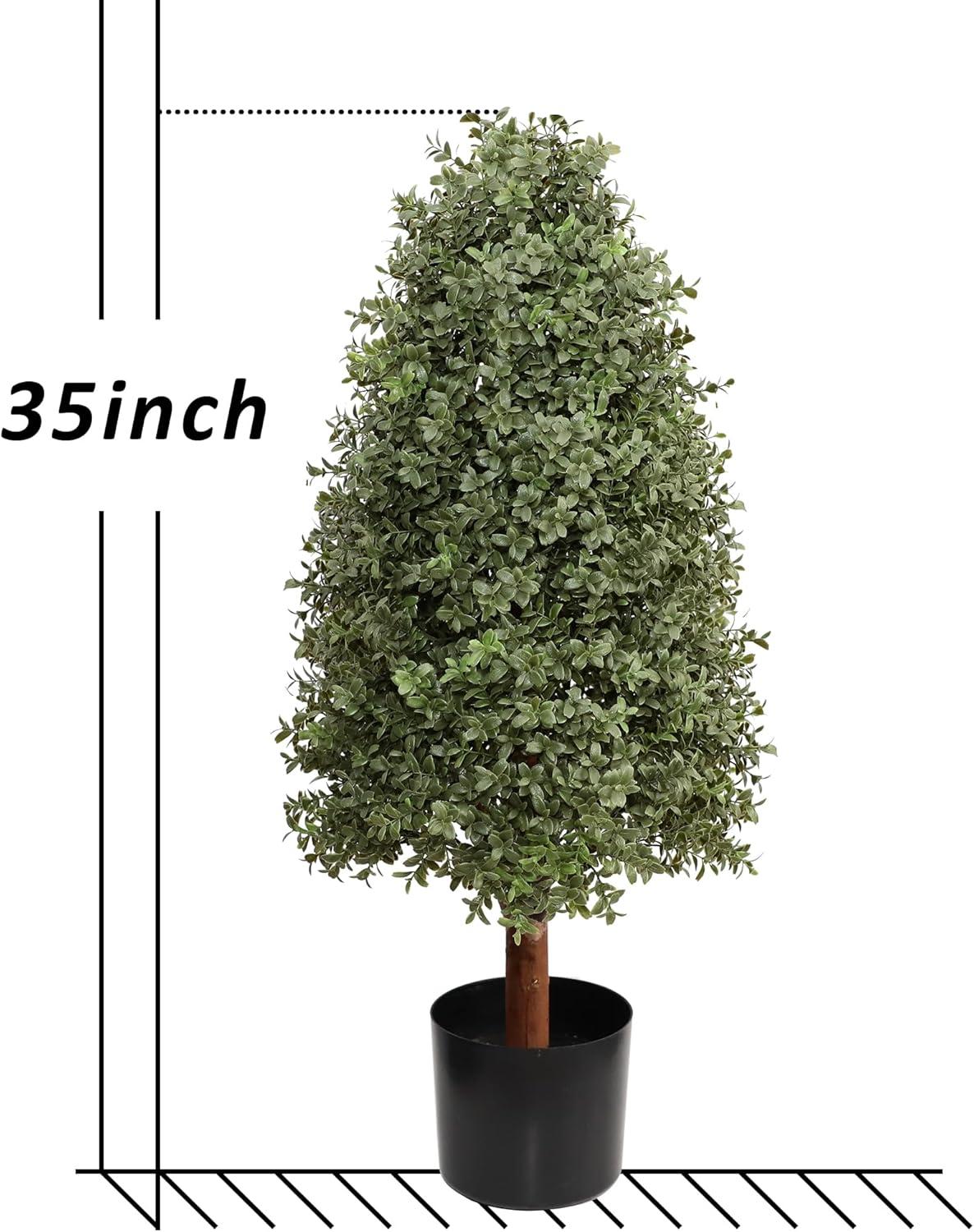 3ft Artificial Topiary Trees Set of 2, Faux Boxwood Tree for Outdoor Decor, Topiaries Plants Artificial Outdoors for Front Door Patio Garden C38