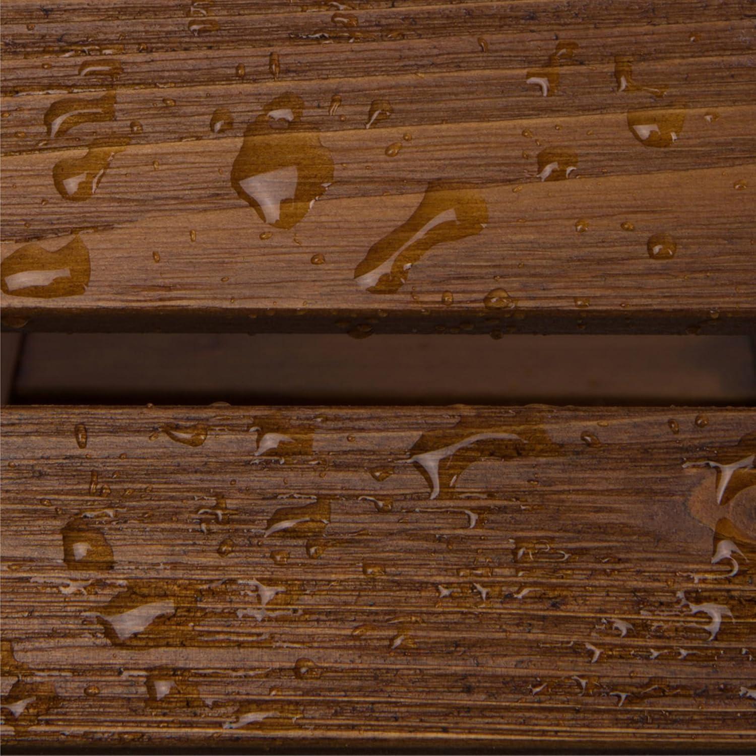 Shine Company Adirondack Round Cedar Wood Foldable Side Table in Brown