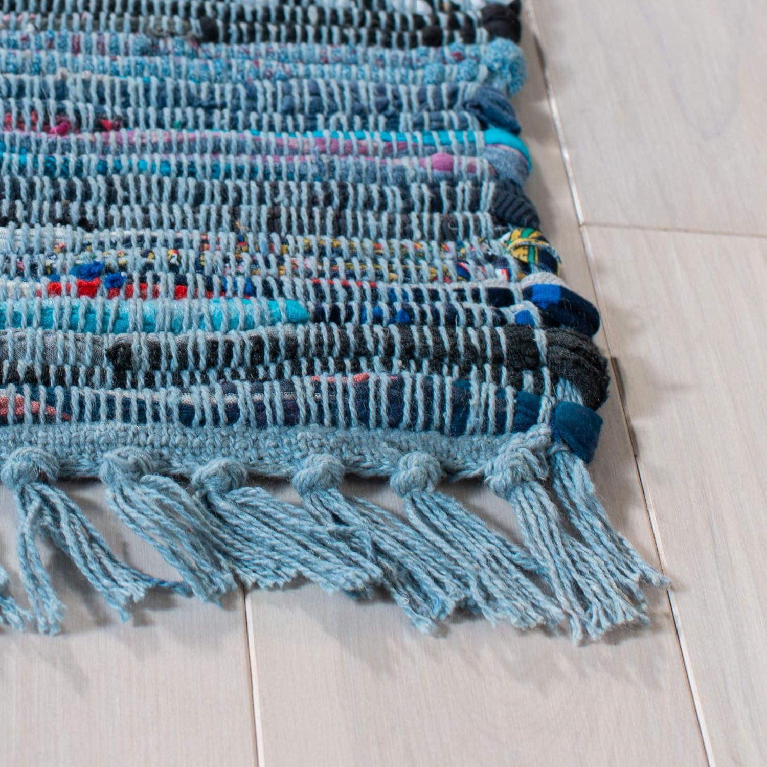 SAFAVIEH Rag Candis Striped Cotton Area Rug, Blue/Multi, 10' x 14'