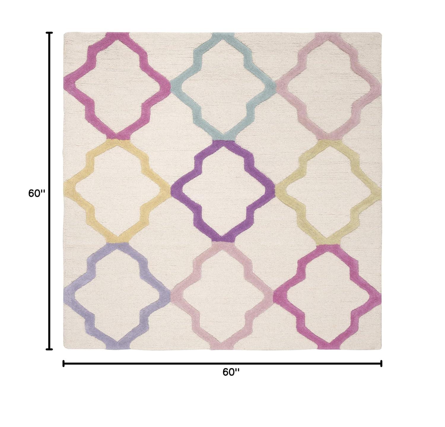 Safavieh Kids SFK102 Hand Tufted Indoor Area Rug - Ivory/Multi - 5'x5' - Safavieh
