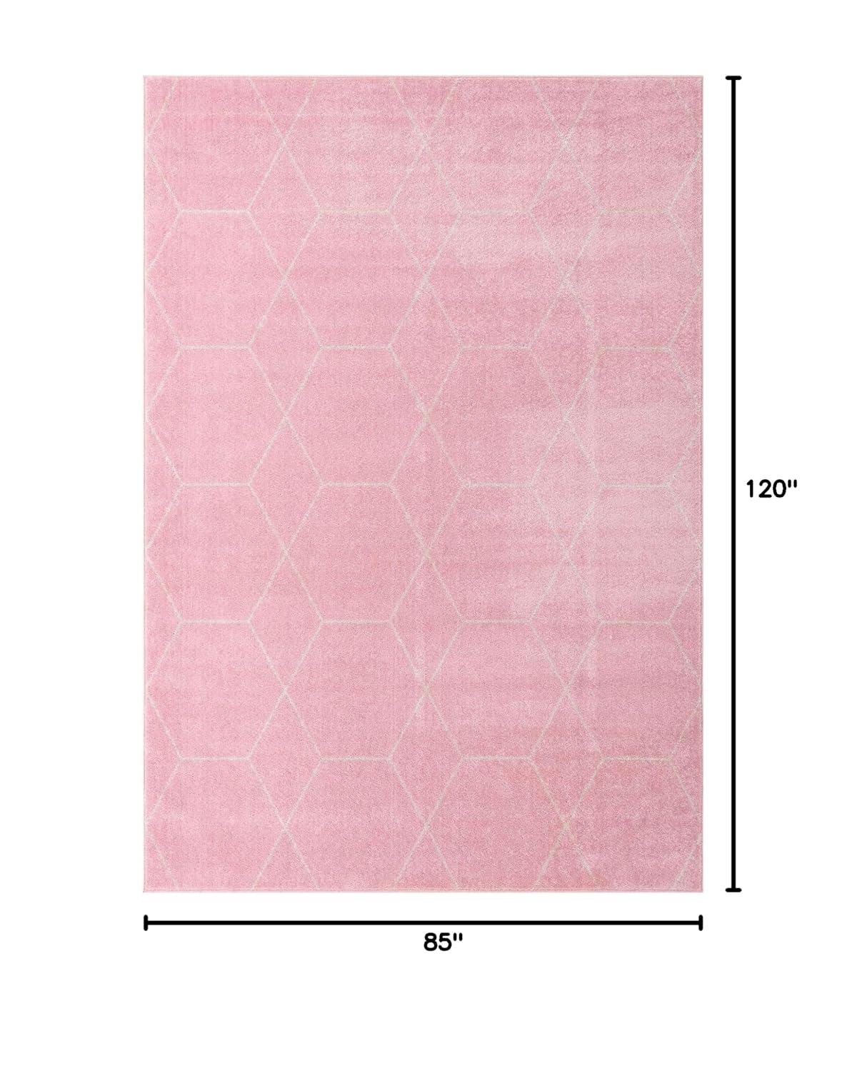 Unique Loom 7' 0 x 10' 0 Trellis Frieze Geometric Light Pink Area Rug
