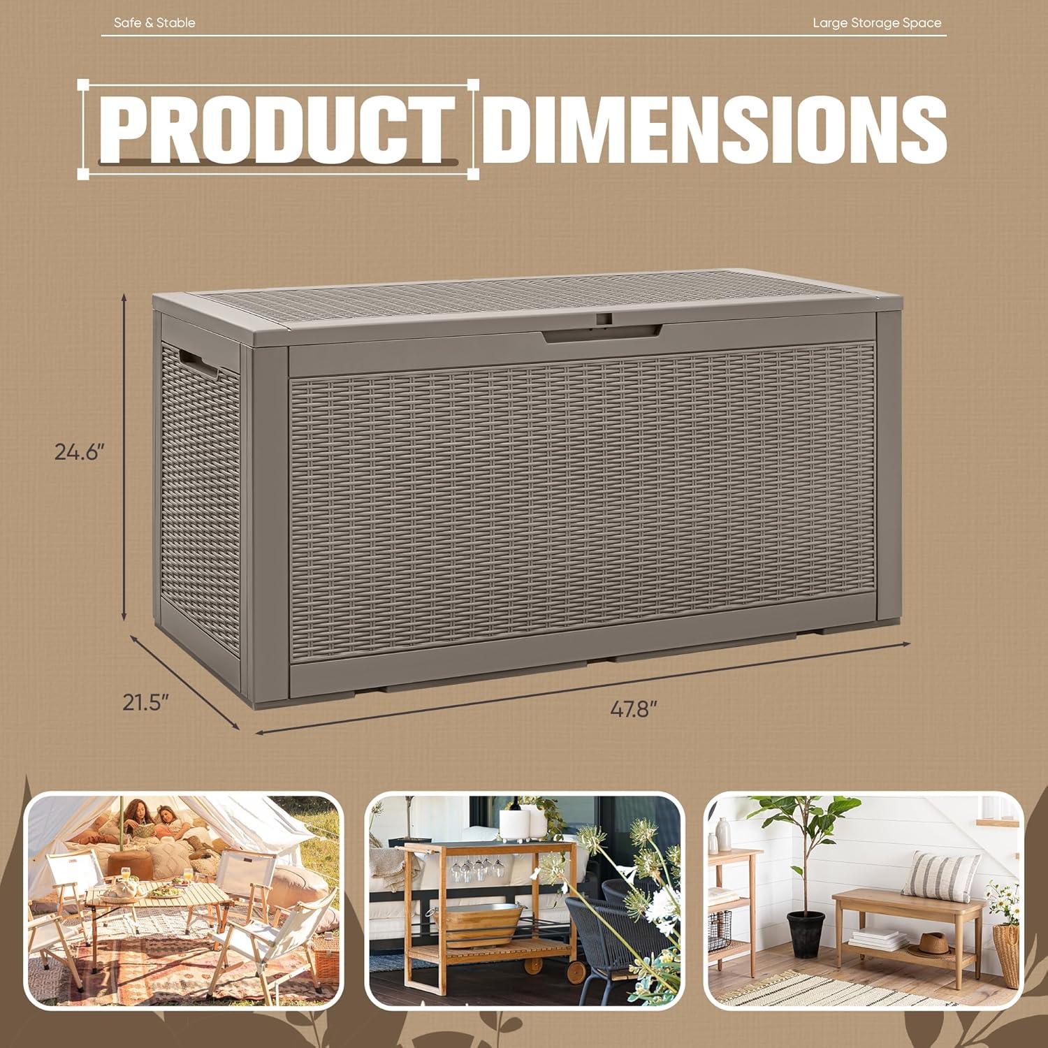 GUNJI GUNJI 100 Gallon Water Resistant Resin Lockable Deck Box