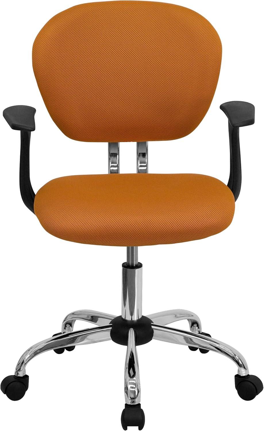 Flash Furniture Mid-Back Orange Mesh Padded Swivel Task Office Chair with Chrome Base and Arms