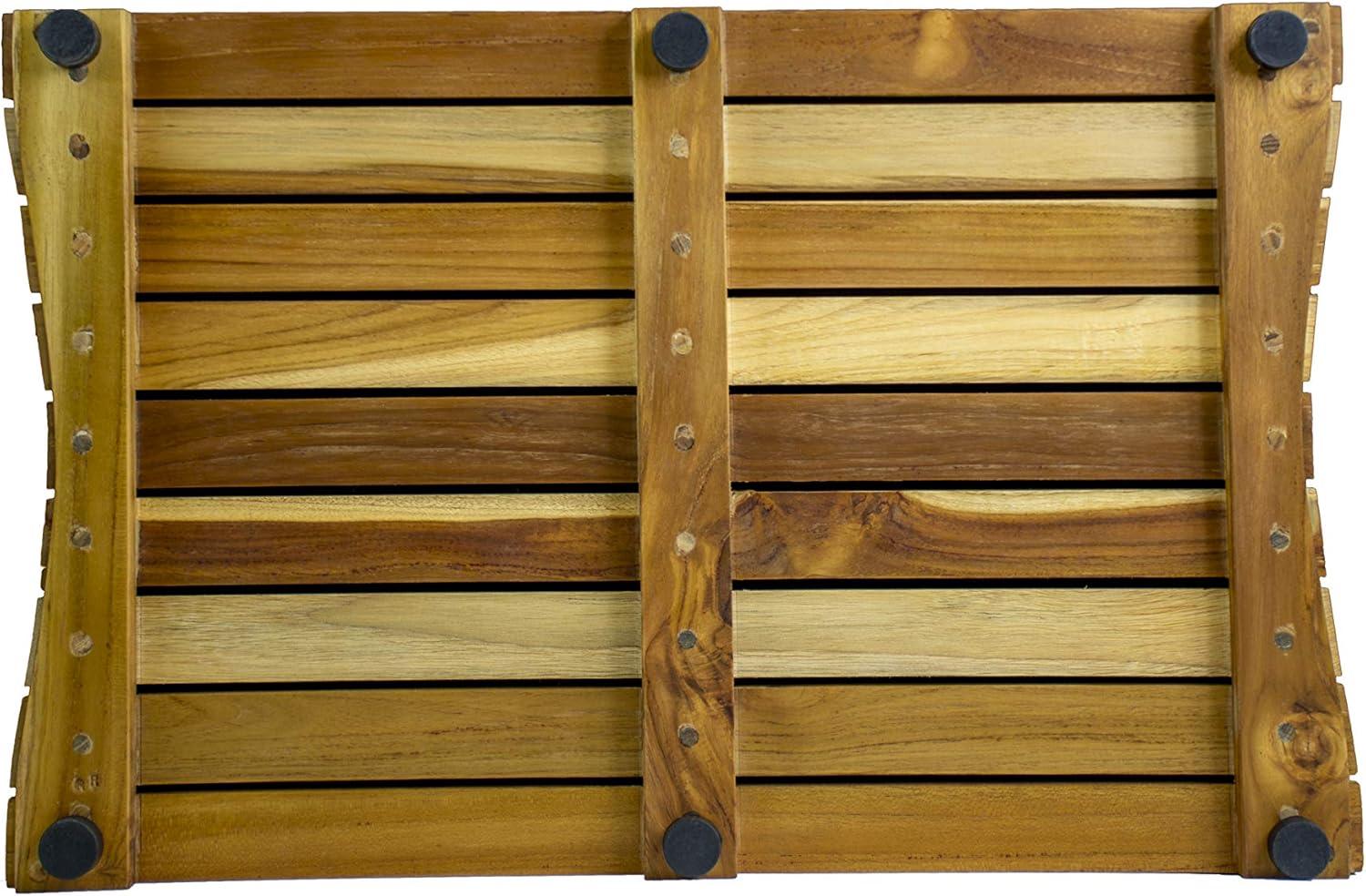EcoDecors Eleganto Rectangle Teak Shower Mat, Teak Shower Mat for Inside Shower, Teak Bath Mat, Wood Bath Mat, Wood Shower Mat, Teak Shower Mats, Teak Bathroom Mat, Earthy Natural