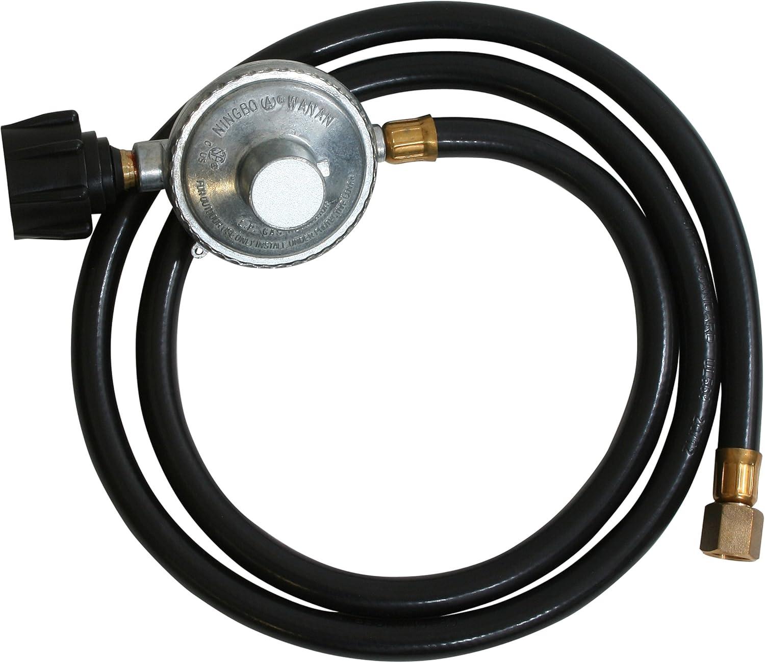 5-Foot Black LP Regulator Hose with Metal Connectors