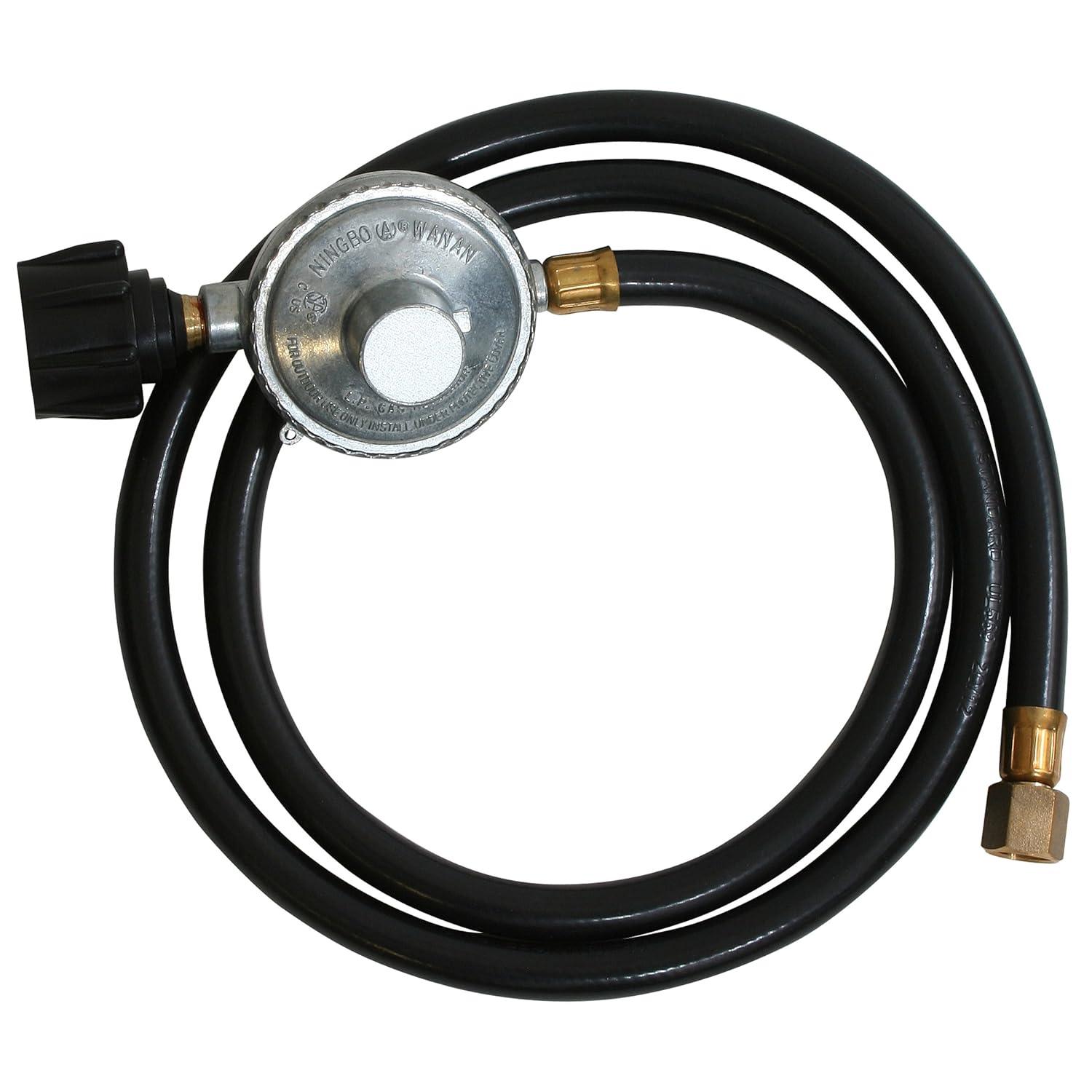 5-Foot Black LP Regulator Hose with Metal Connectors