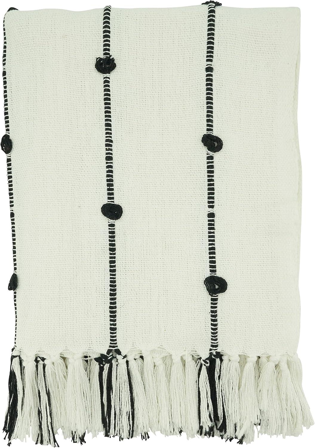 Saro Lifestyle Cotton Throw With Knotted Design