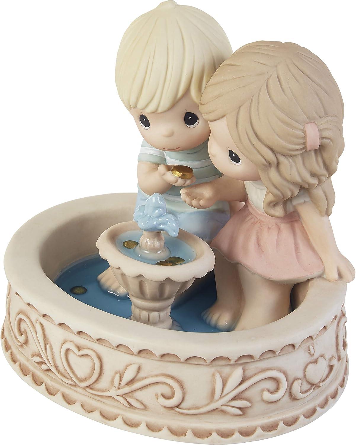 Romantic Couple at Fountain Porcelain Figurine