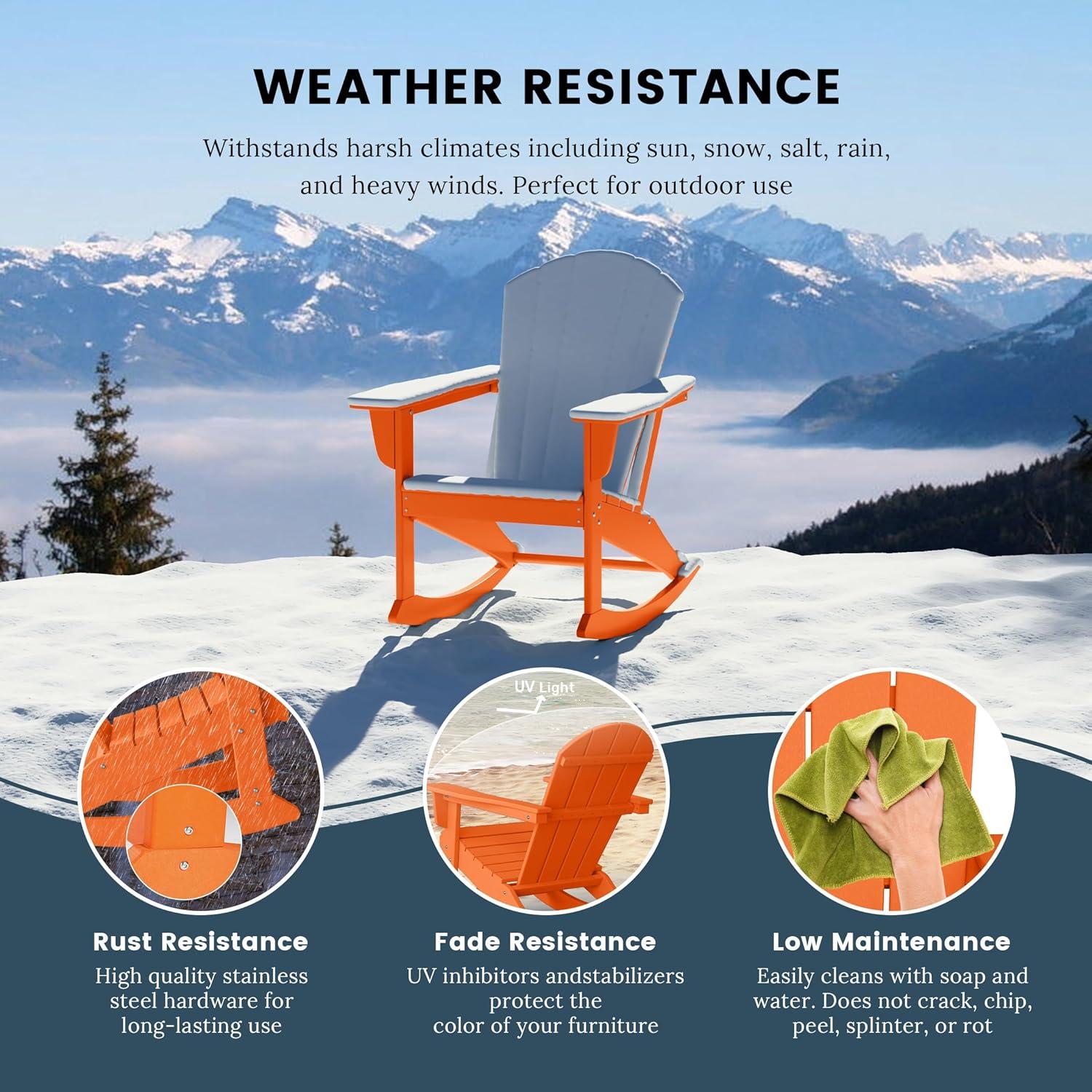 Polytrends Laguna Hdpe All Weather Outdoor Patio Rocking Chair (Set of 2) Orange