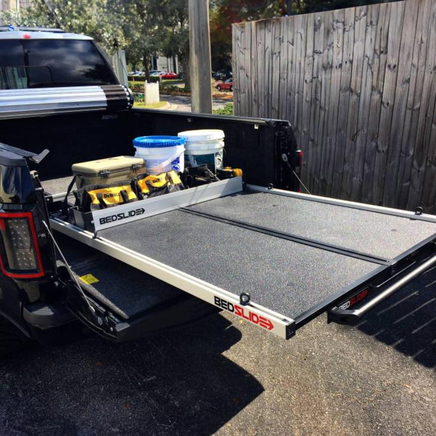 Silver Aluminum Truck Bed Organizer with Non-Skid Pad, 7x44 Inches