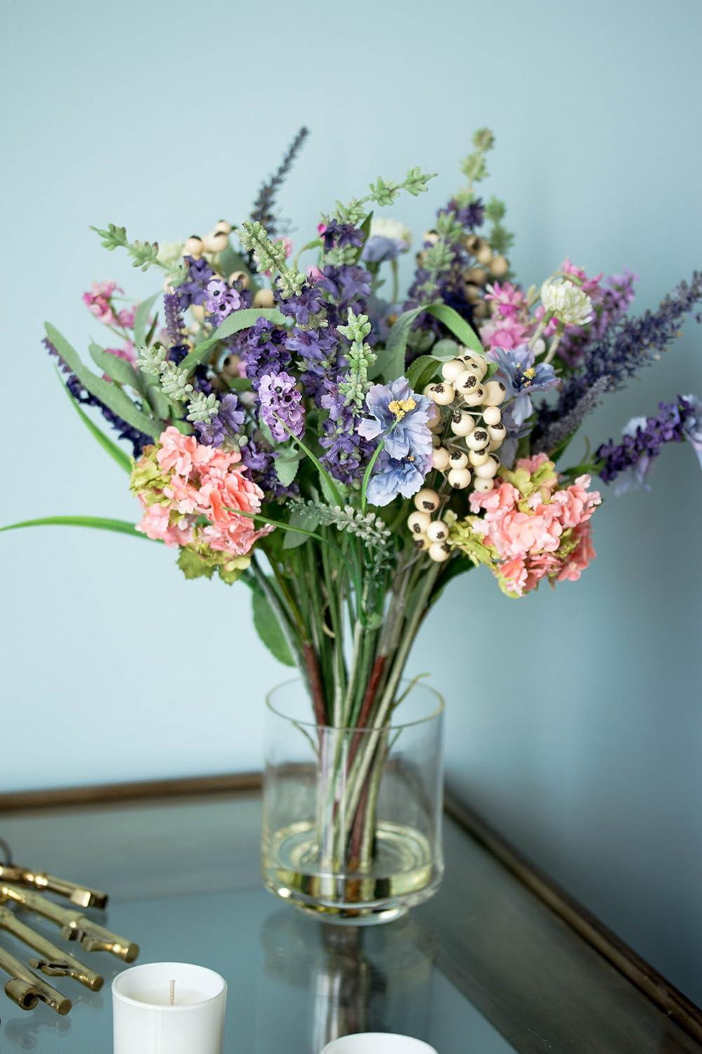 Spring Blossom Hydrangea and Lavender 16" Tabletop Arrangement