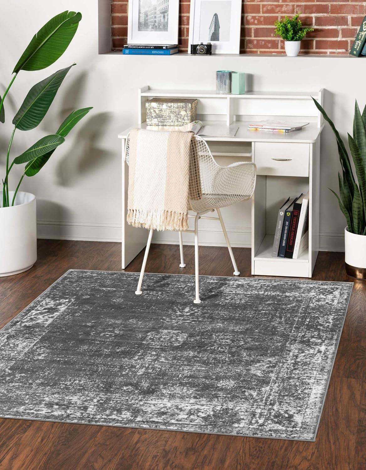 Casino Sofia Dark Grey Square Indoor Easy-Care Rug