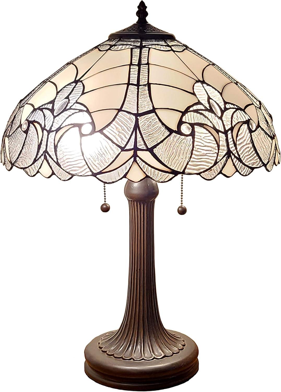 Amora Lighting  23 in. High Tiffany Style Table Lamp, White