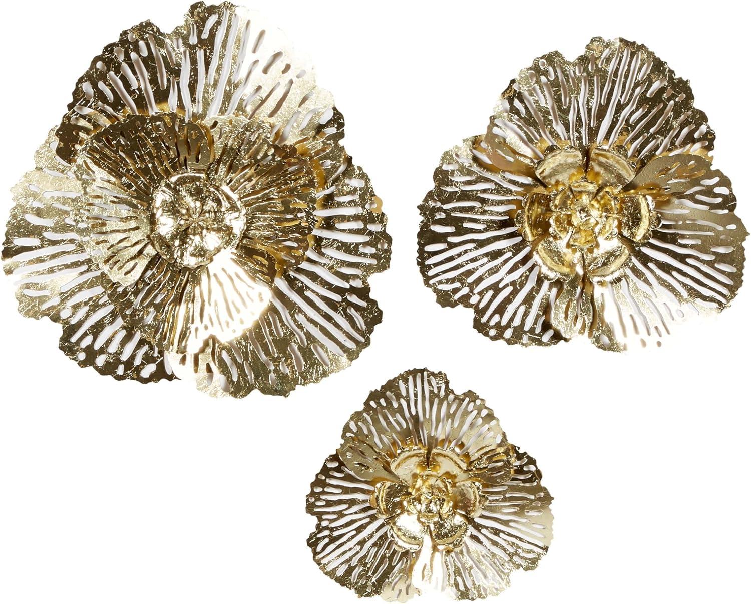 Gold Metal Floral 3D Wall Sculpture Set